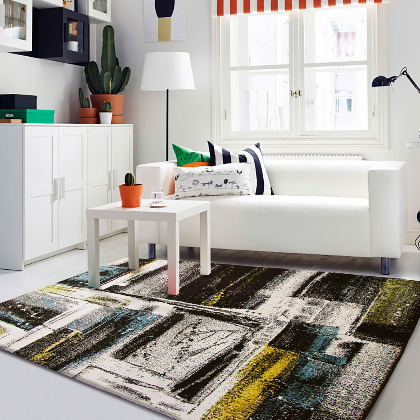 Ellen Black Modern Abstract Rug