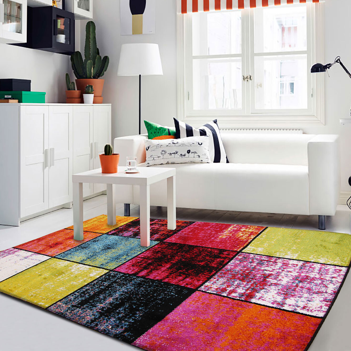 Large View Ellen Modern Square Pattern Rug