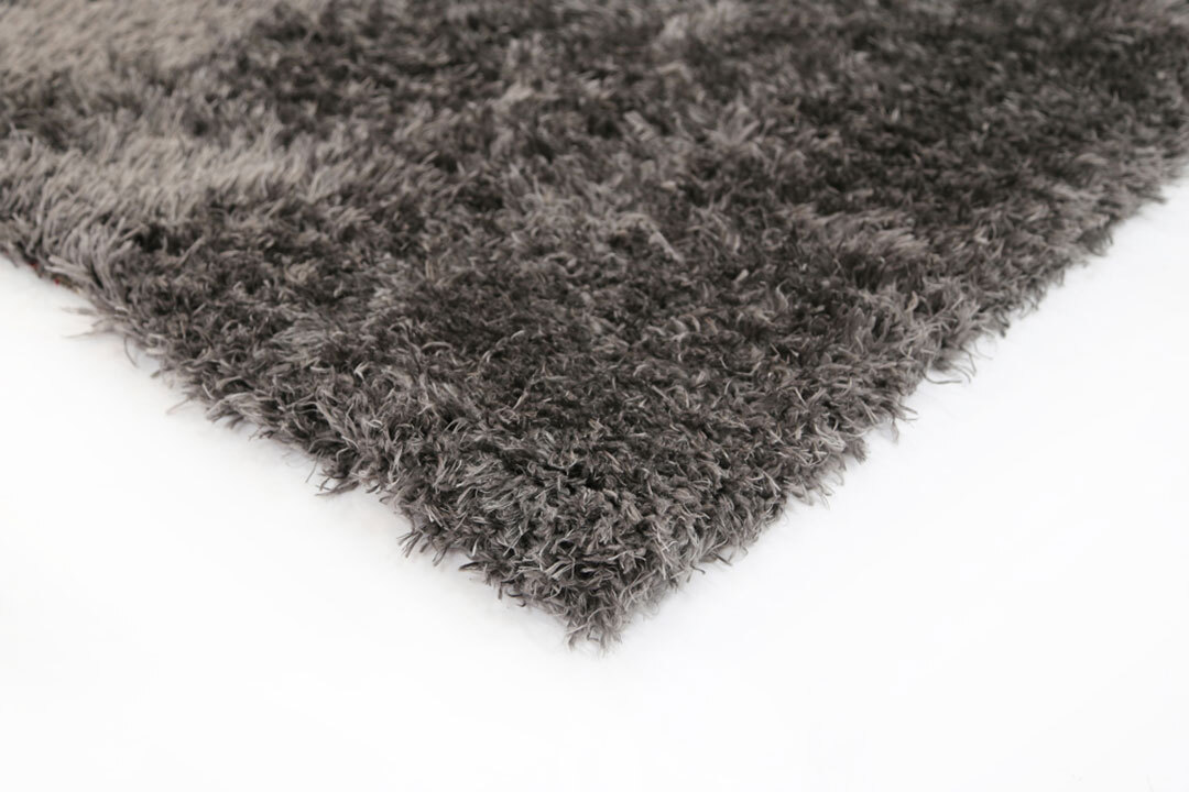 Large View Flavia Plain Black Soft Shaggy Rug