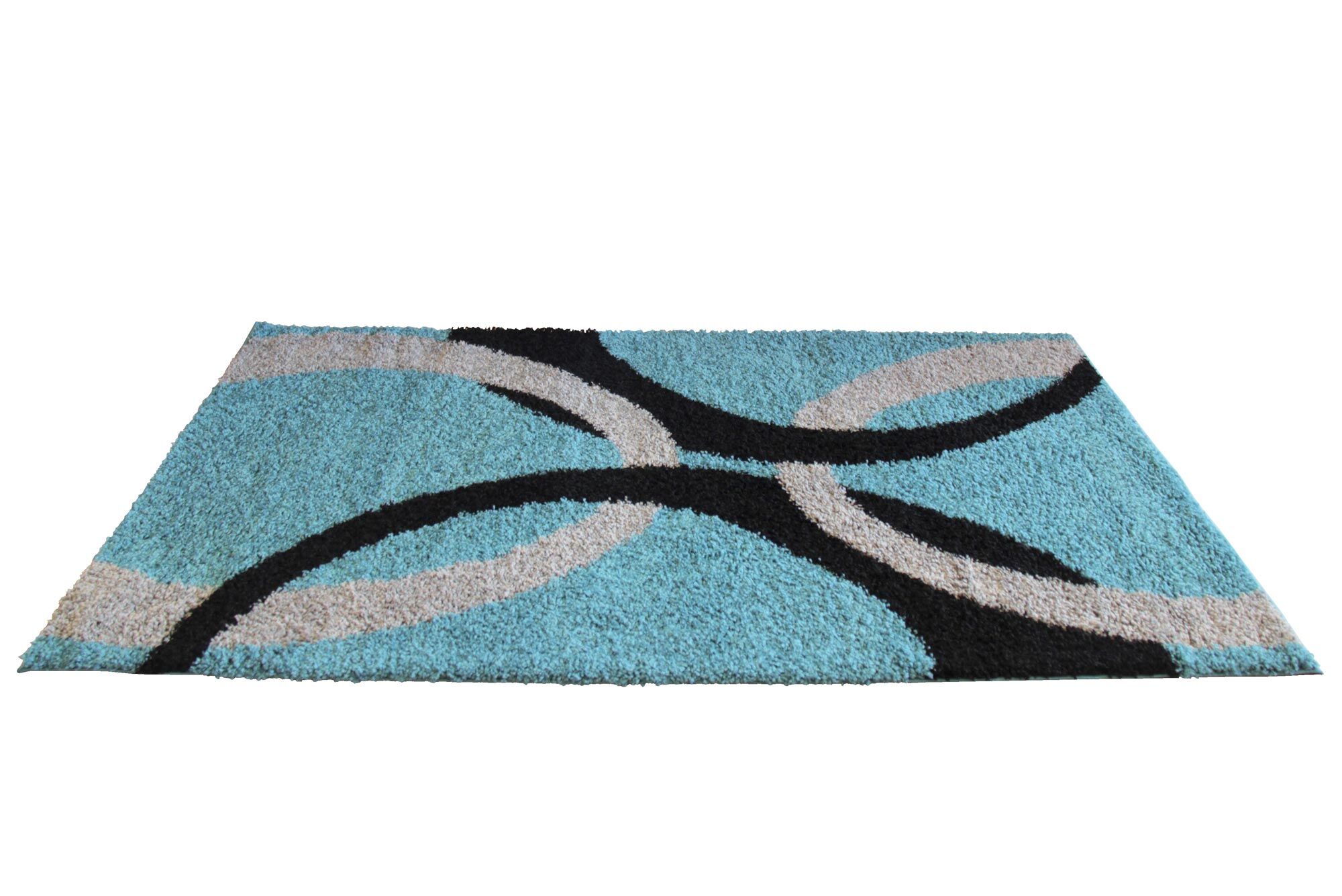 Moss Modern Turquoise Shag Rug