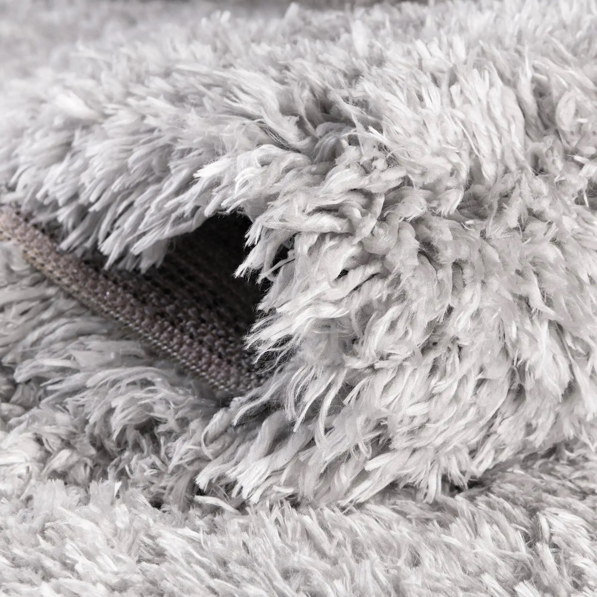 Large View Frida Plain Grey Thick Shaggy Rug