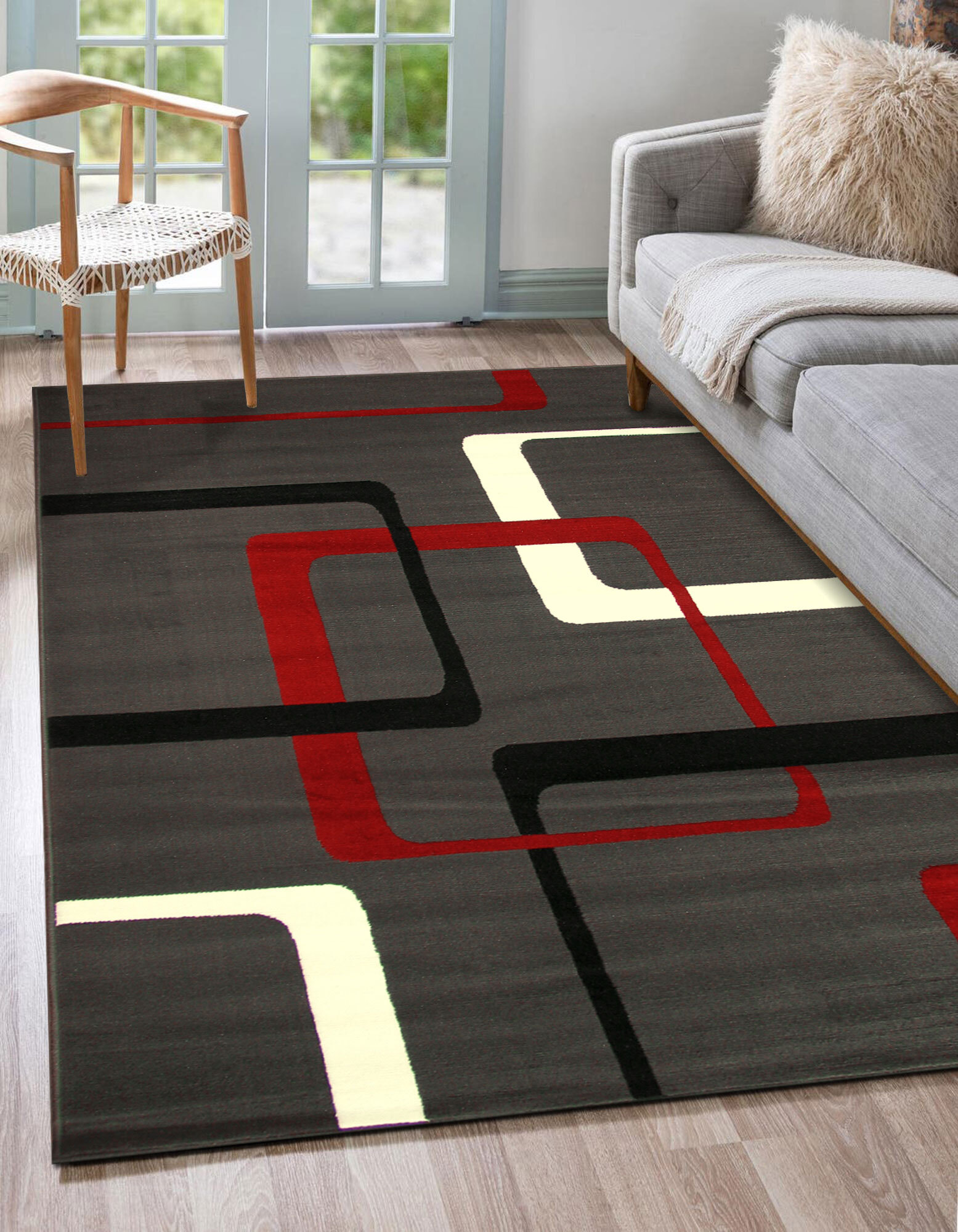 Gil Modern Grey Geometric Rug