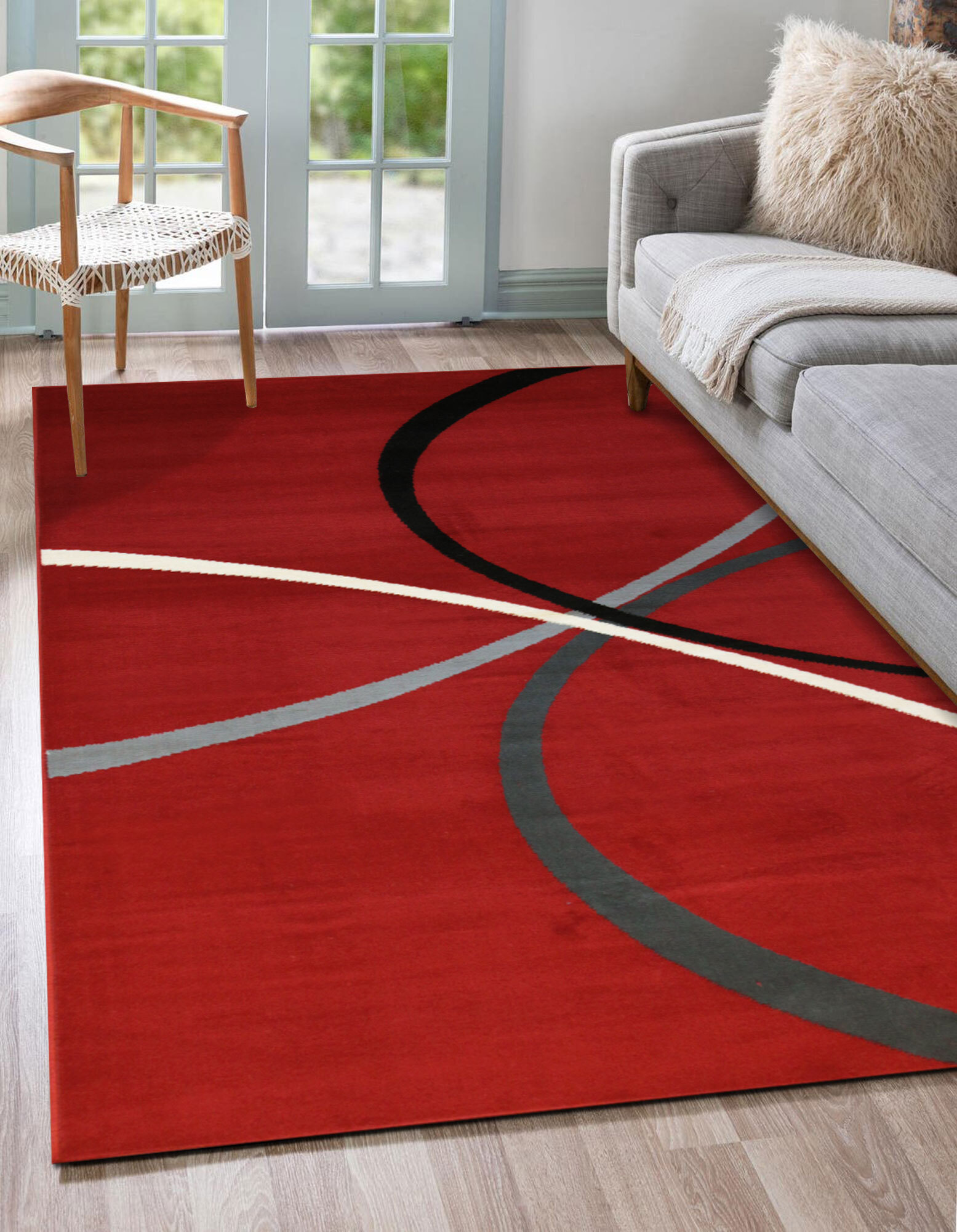 Gil Modern Abstract Rug Red Rugs, Red And Grey Rug Large