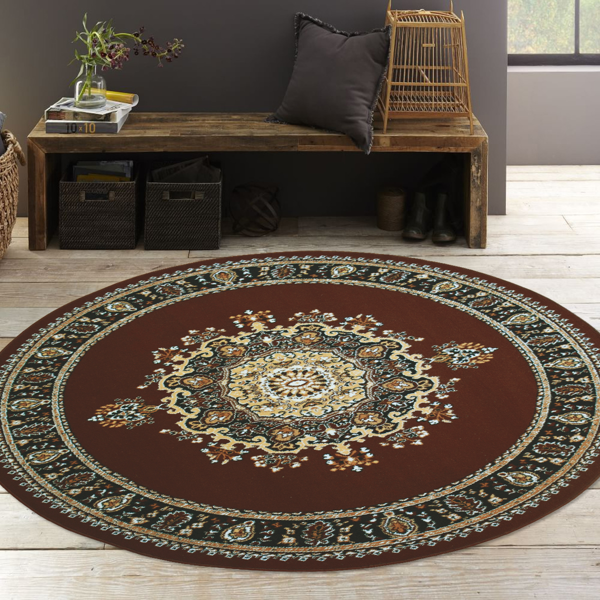Large View Gil Classic Brown Medallion Rug