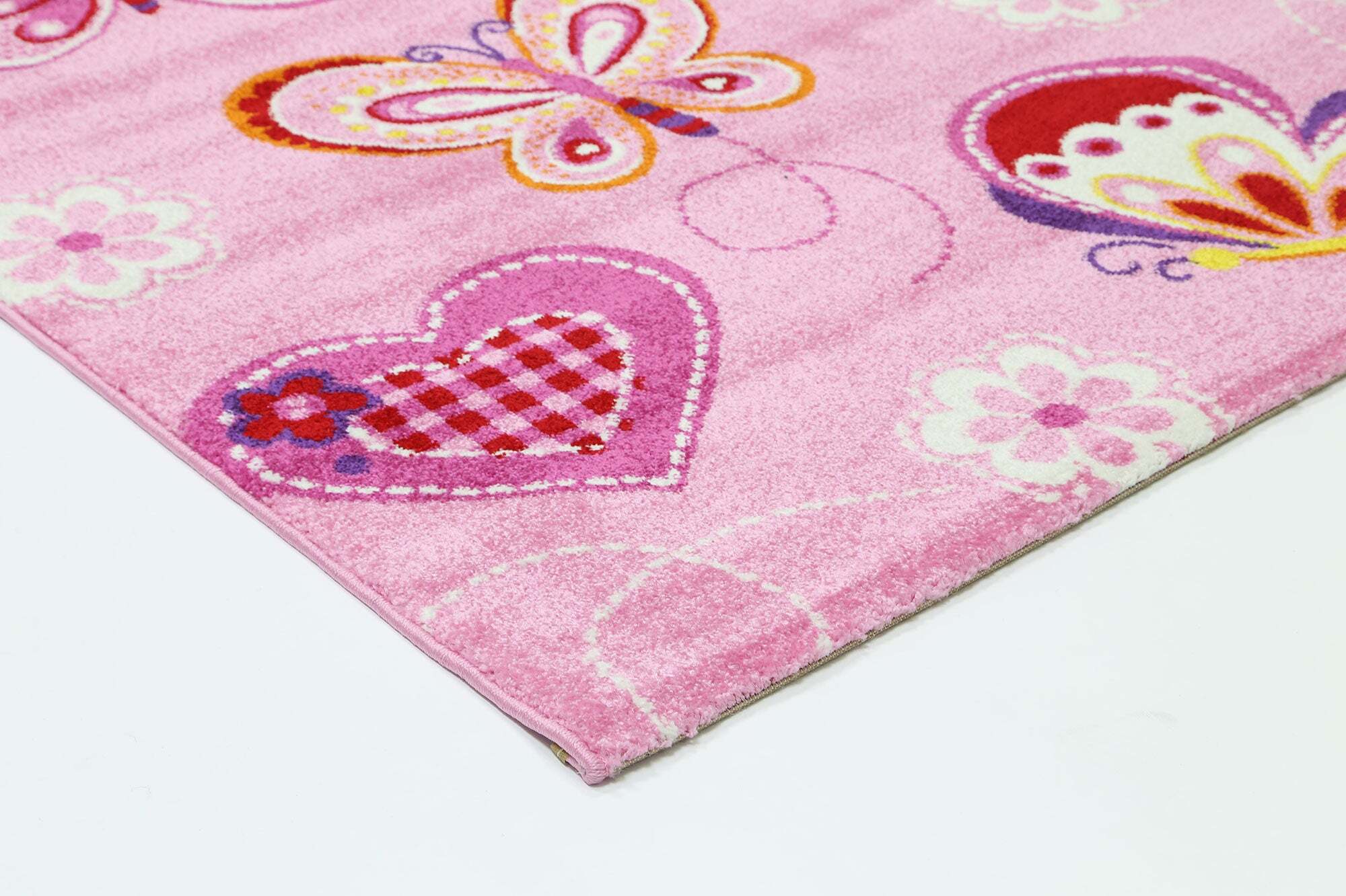 Large View Hello Soft Pink Butterfly Kids Rug
