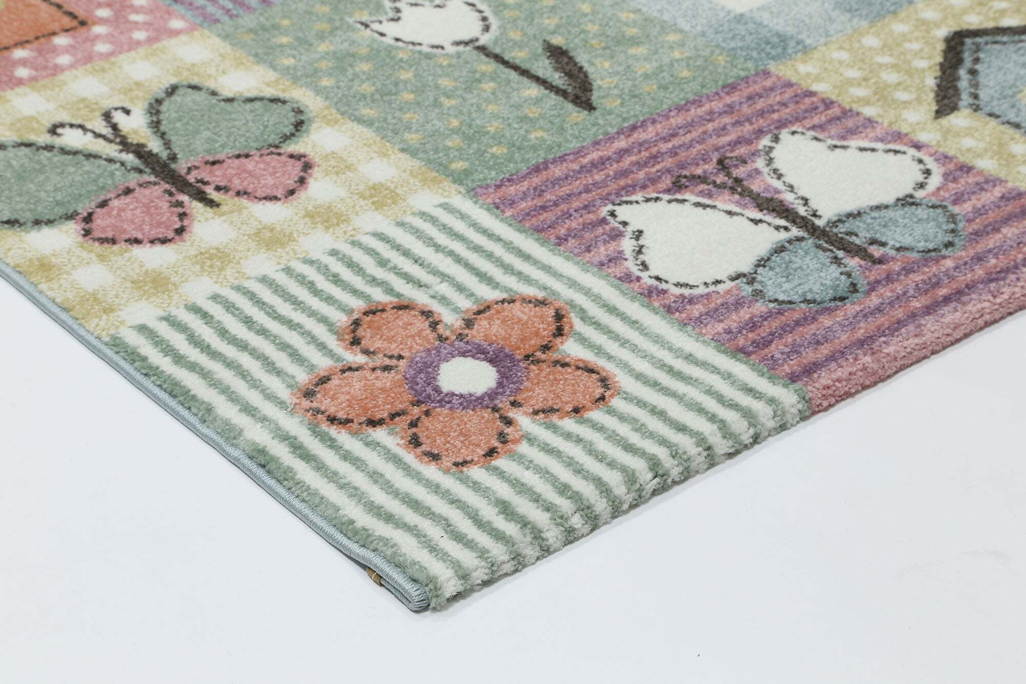 Large View Hello Flower Geometric Kids Rug