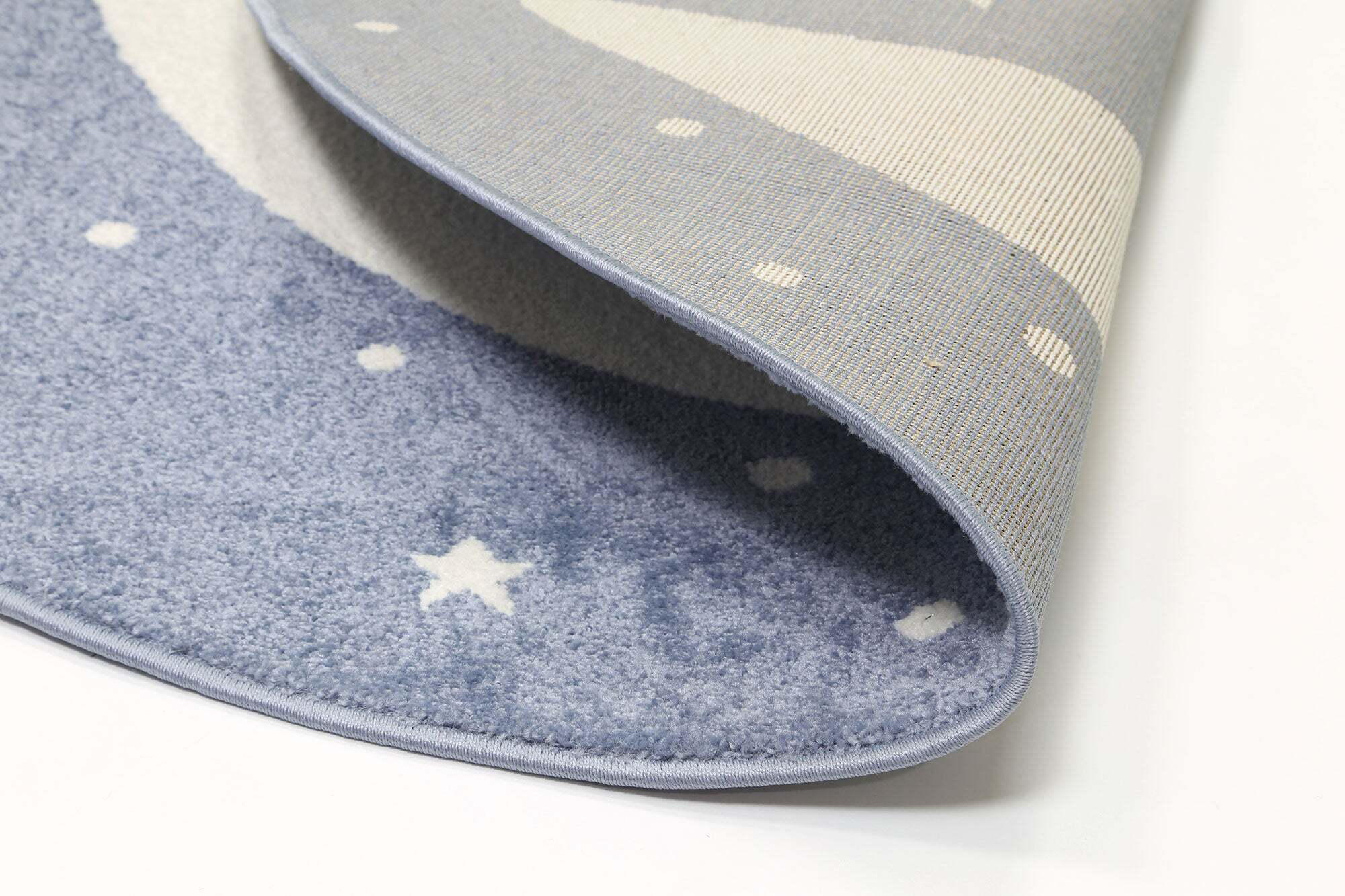 Large View Hello Round Blue Moon Kids Rug