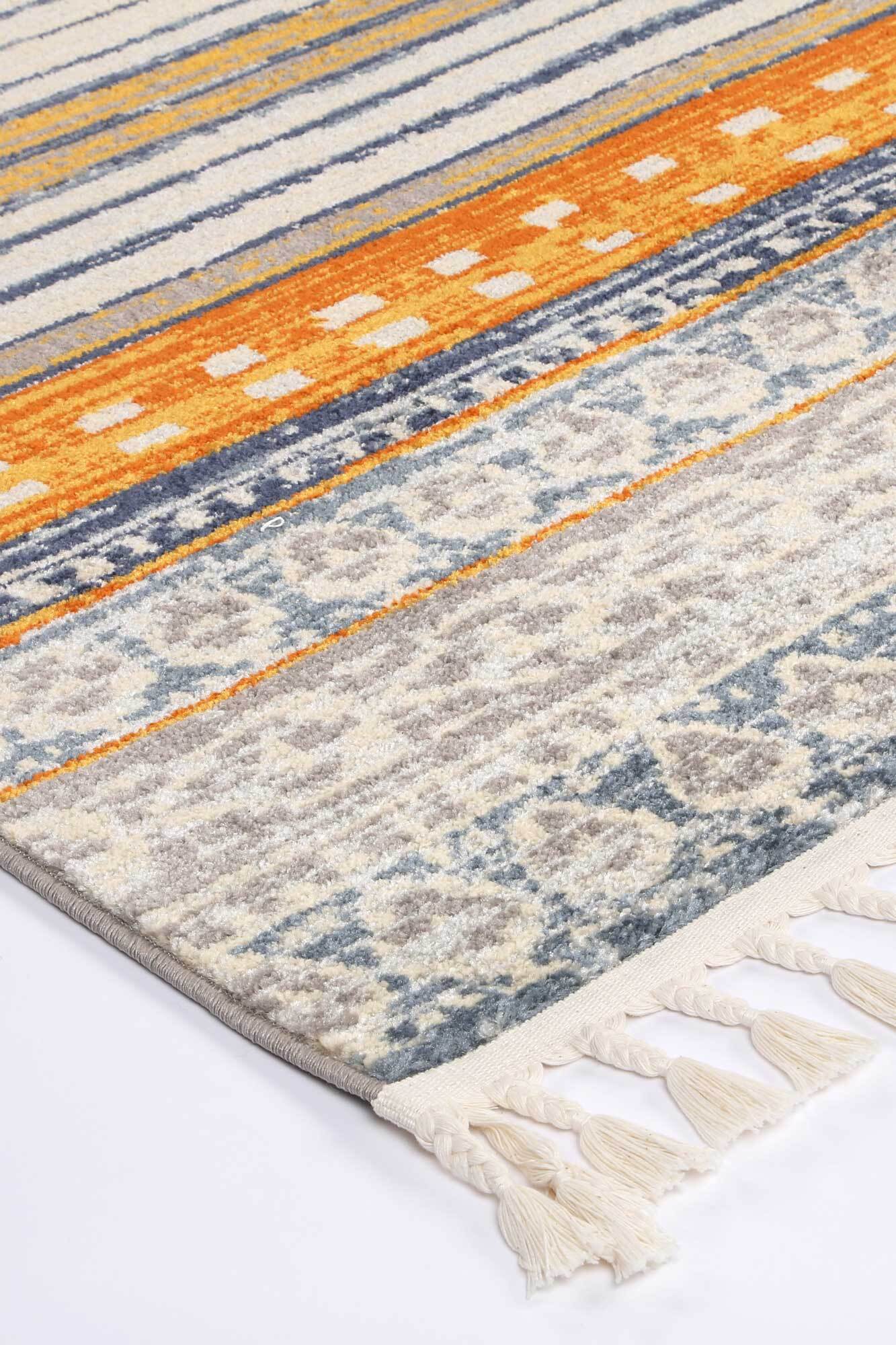 Large View Inti Moroccan Striped Fringed Rug