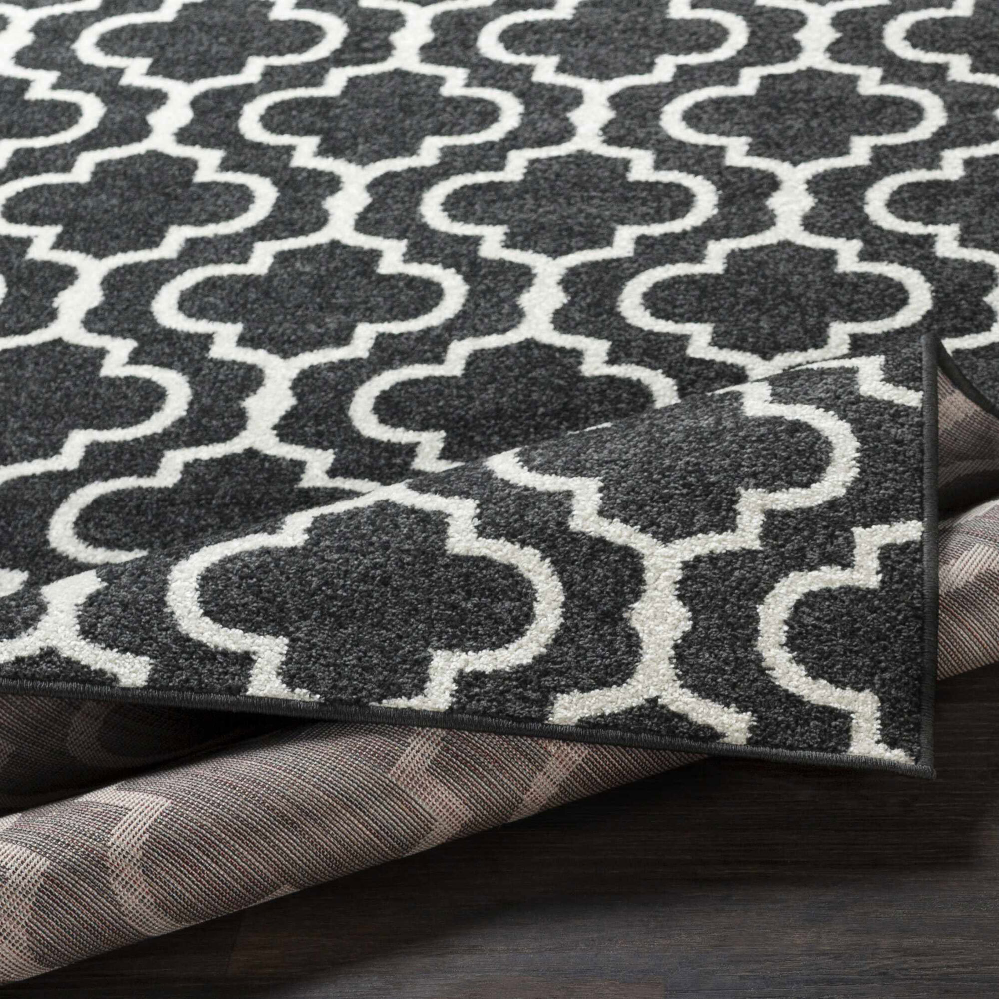 Large View Jack Trellis Pattern Black Rug