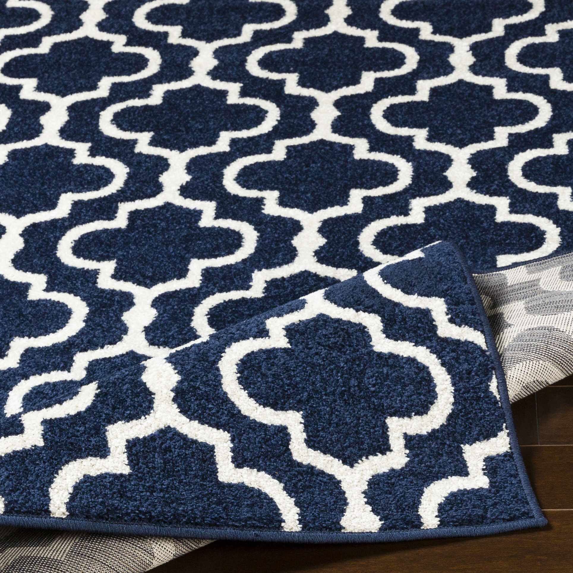 Large View Jack Navy Trellis Pattern Rug