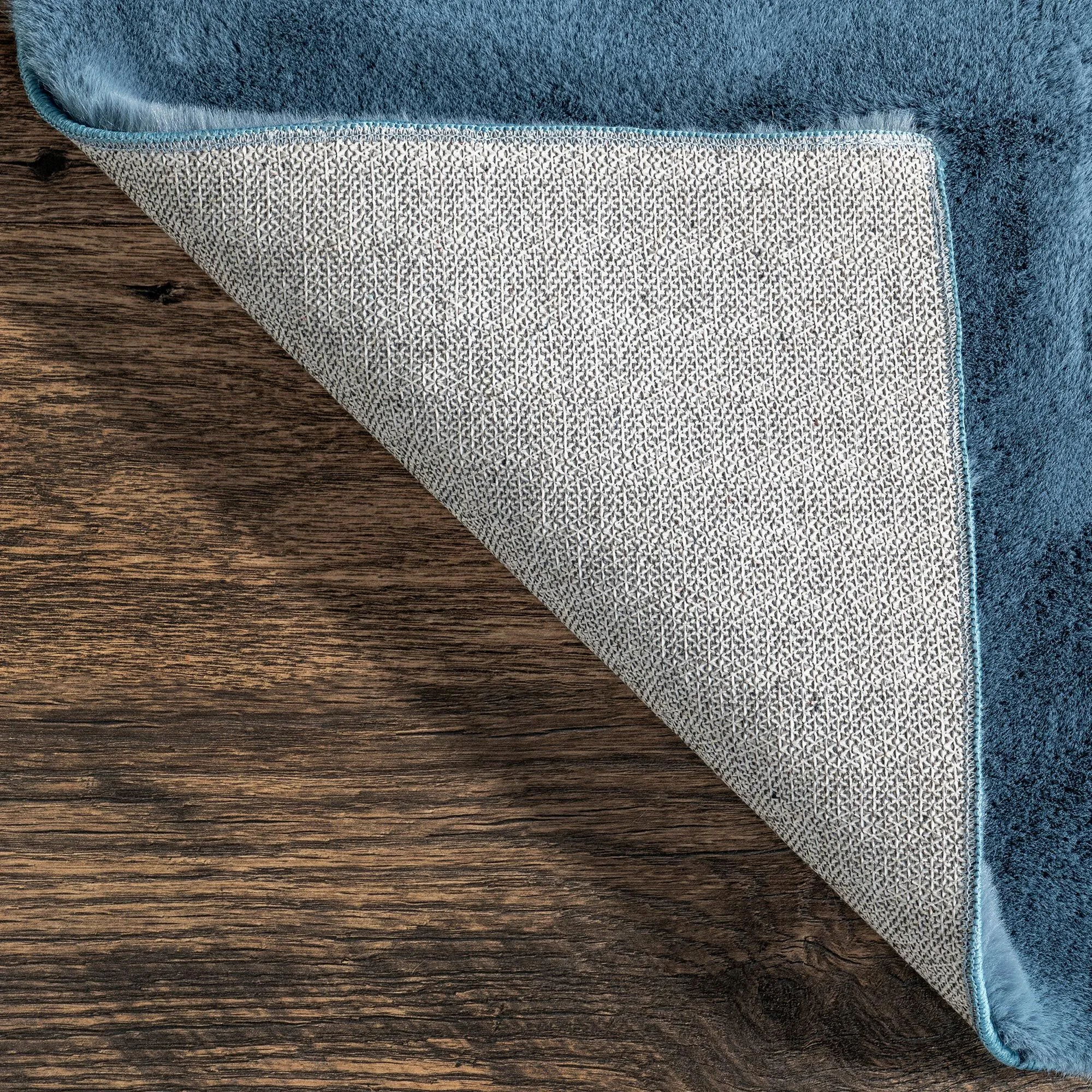 Large View Jessa Blue Plush Washable Rug