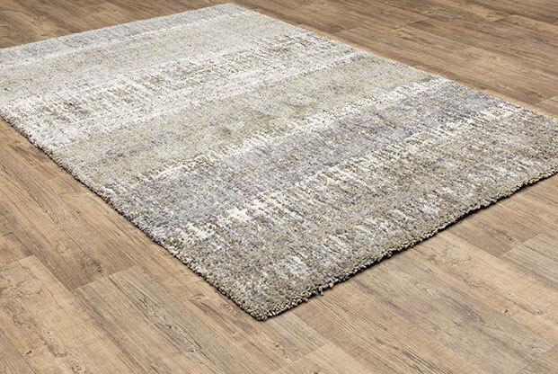 Kupa Beige Striped Shaggy Rug