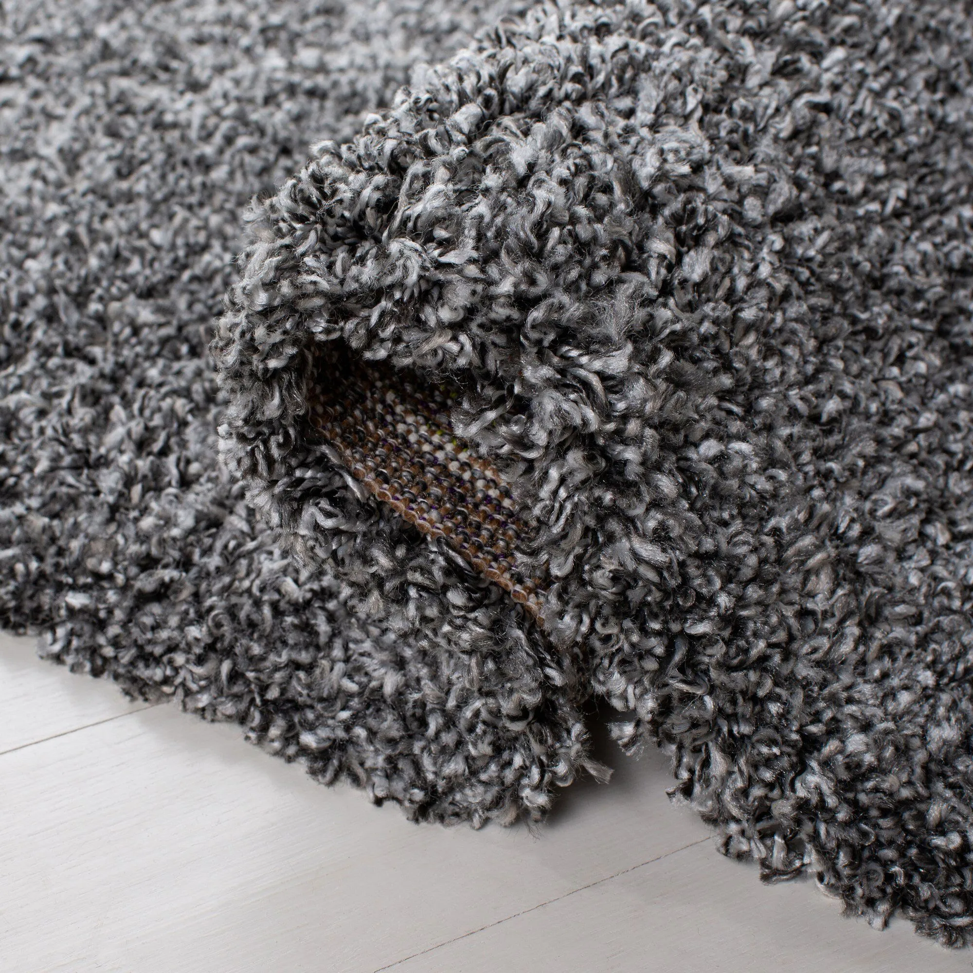 Large View Lara Plain Charcoal Shaggy Rug
