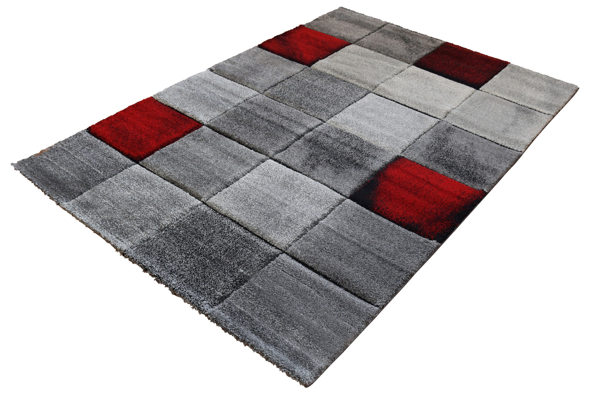 Large View Lucia Red Square Pattern Rug