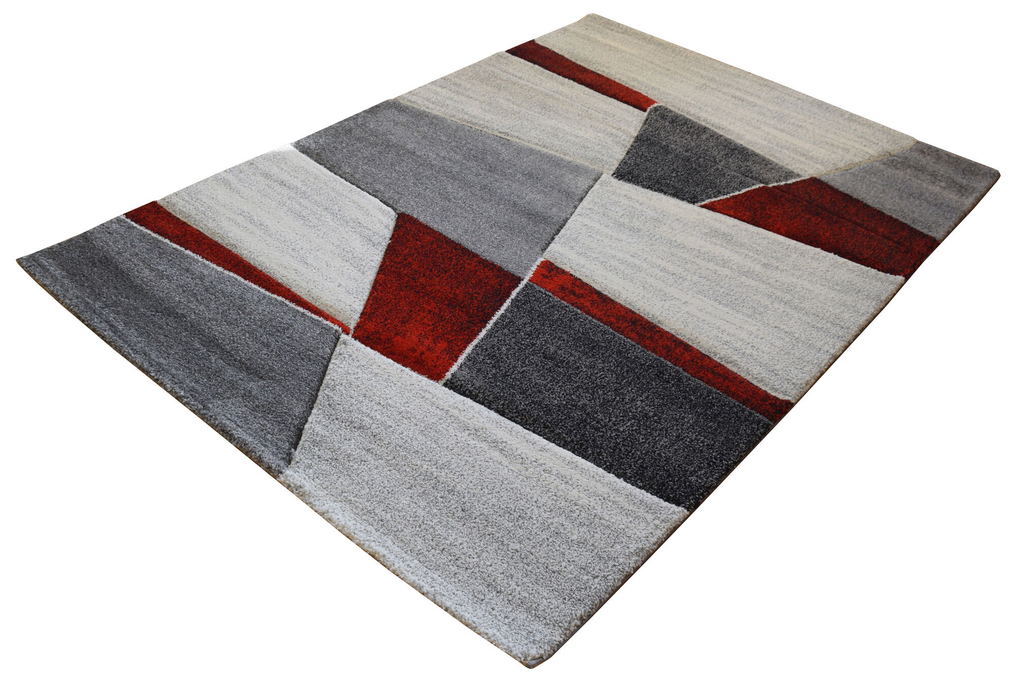Large View Lucia Red Modern Geometric Rug