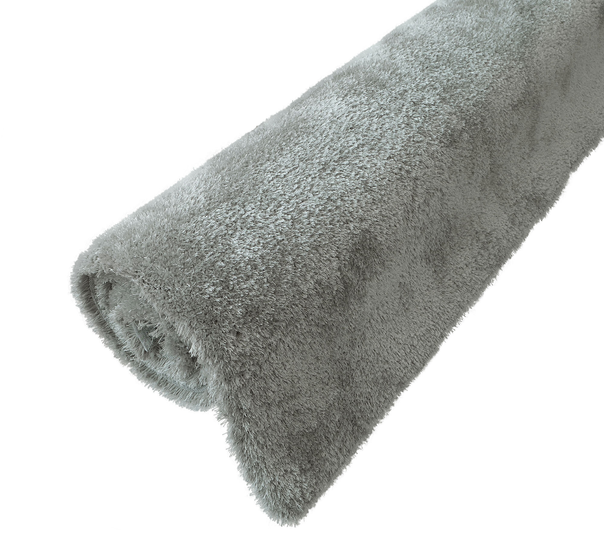 Large View Luxe Plain Silver Shaggy Rug