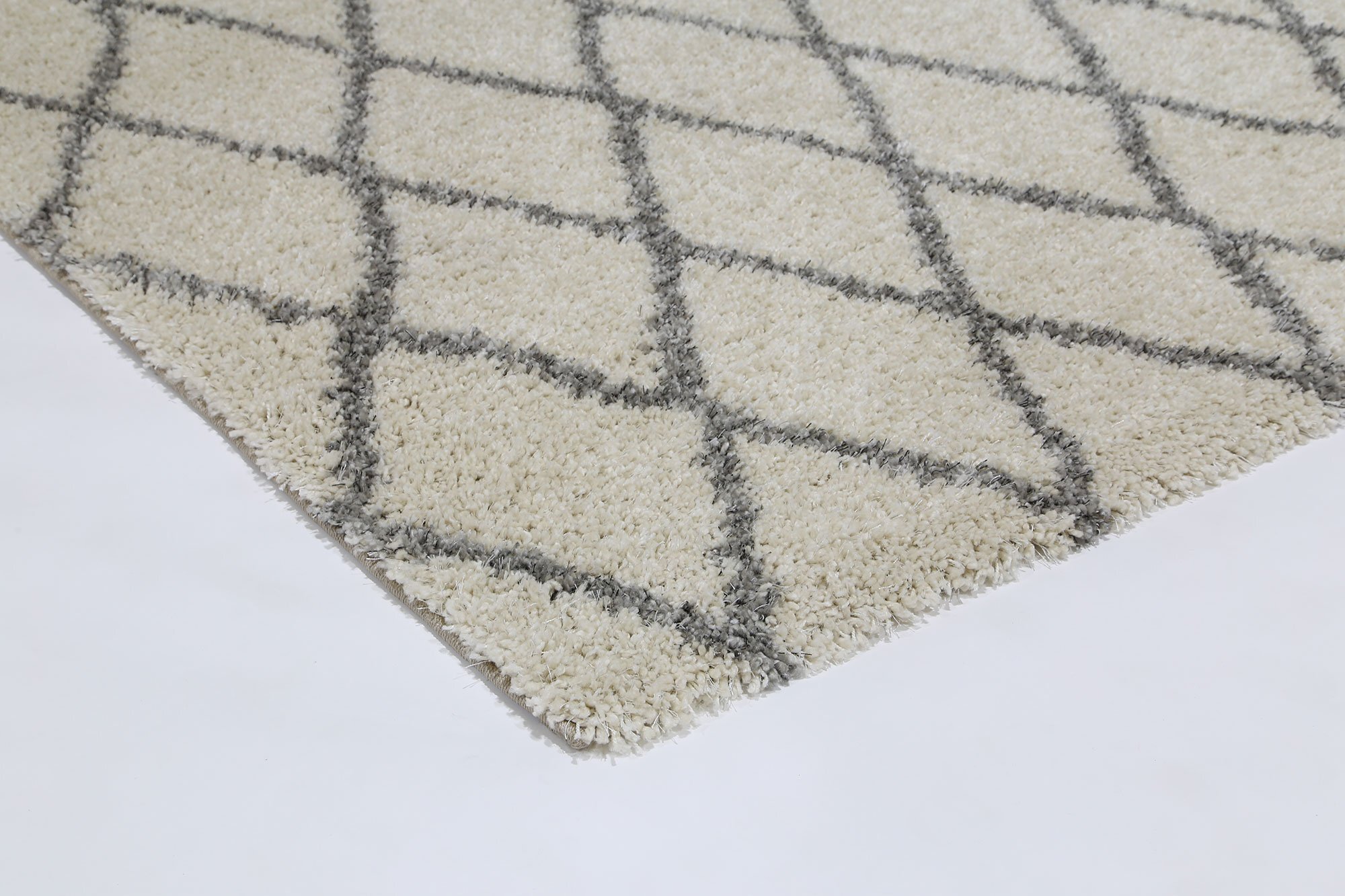 Large View Lusso Cream Moroccan Shaggy Rug