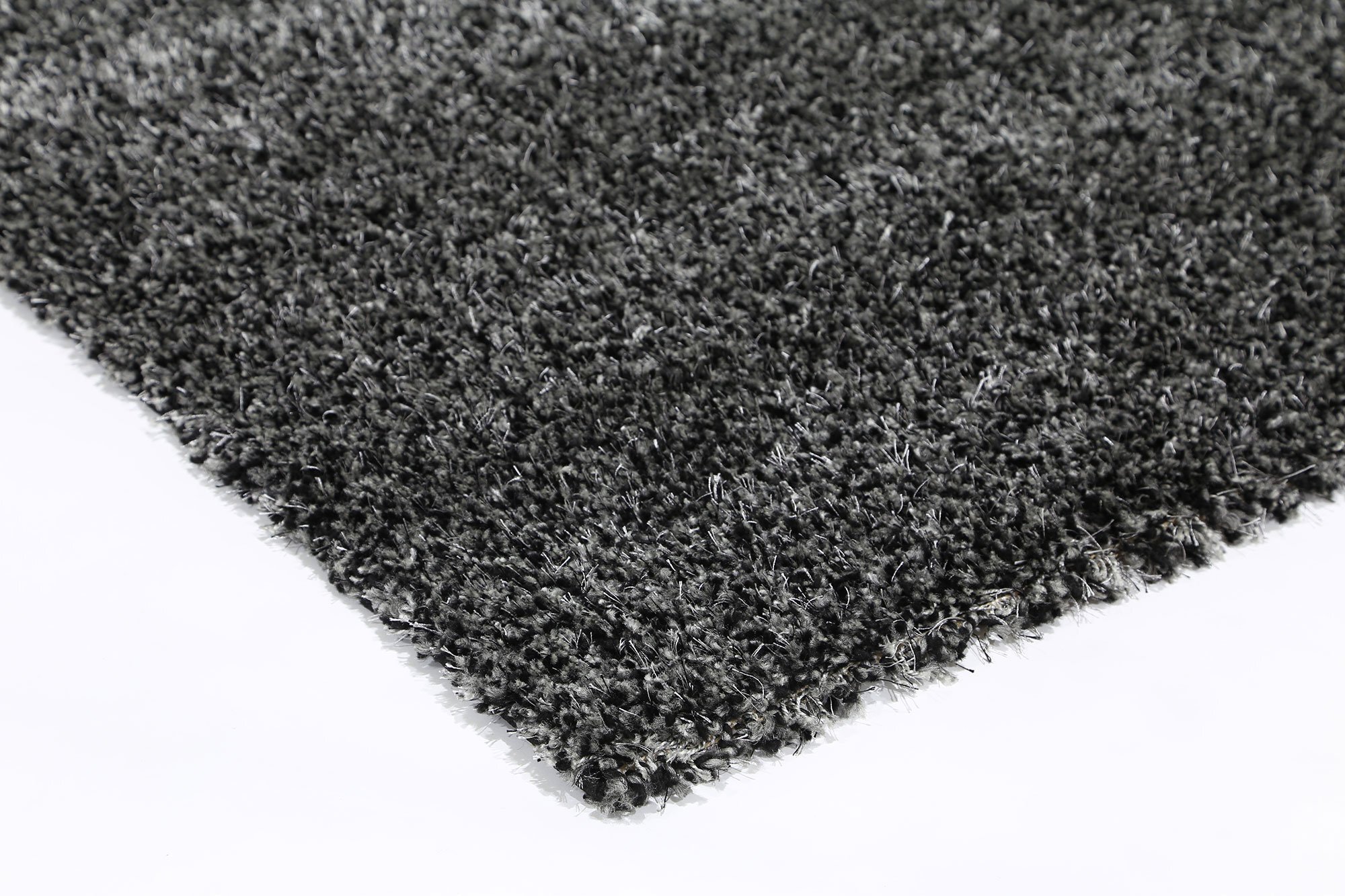 Large View Lusso Thick Plain Black Shaggy Rug