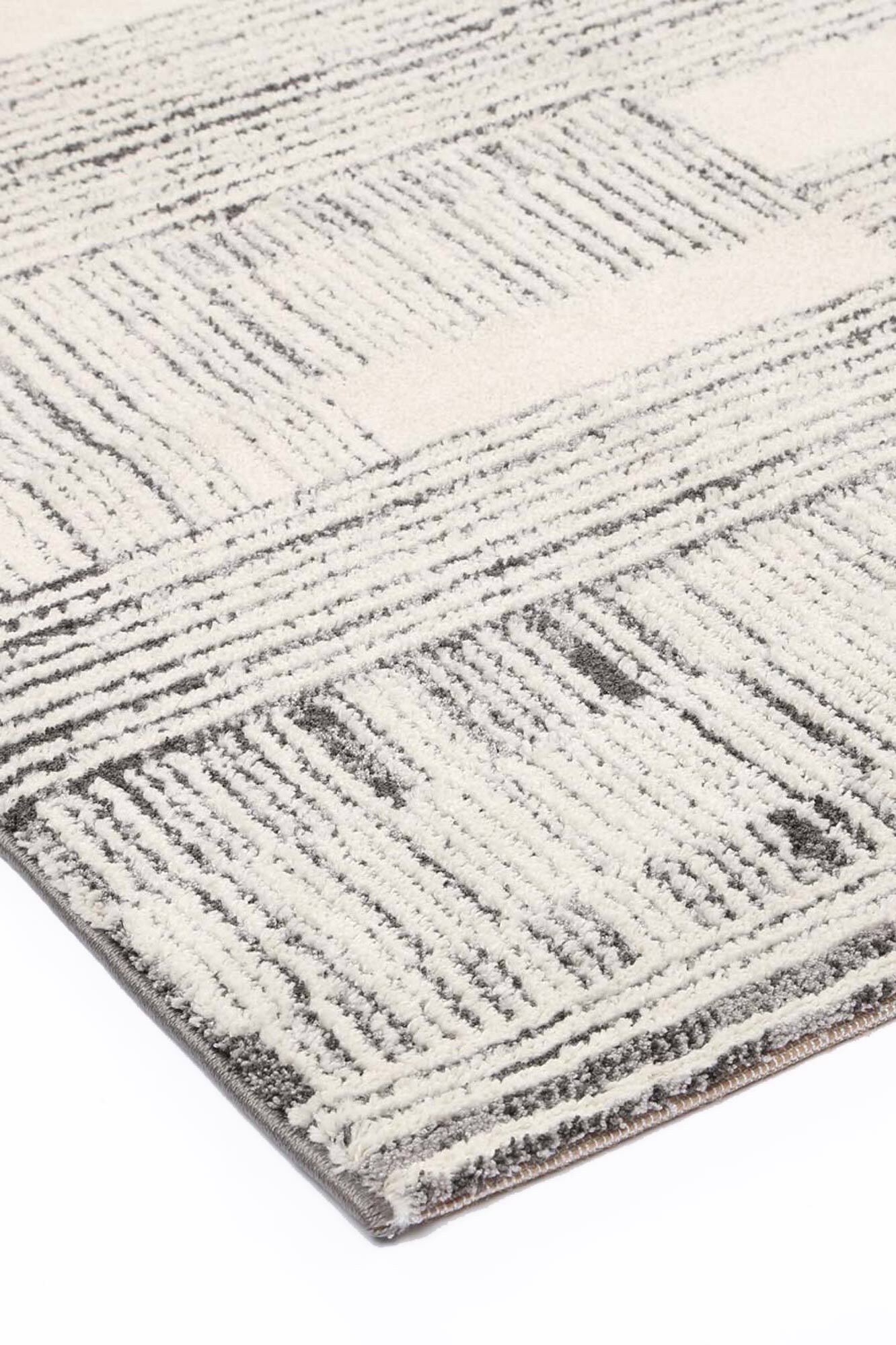 Lyla Light Grey Brick Pattern Rug