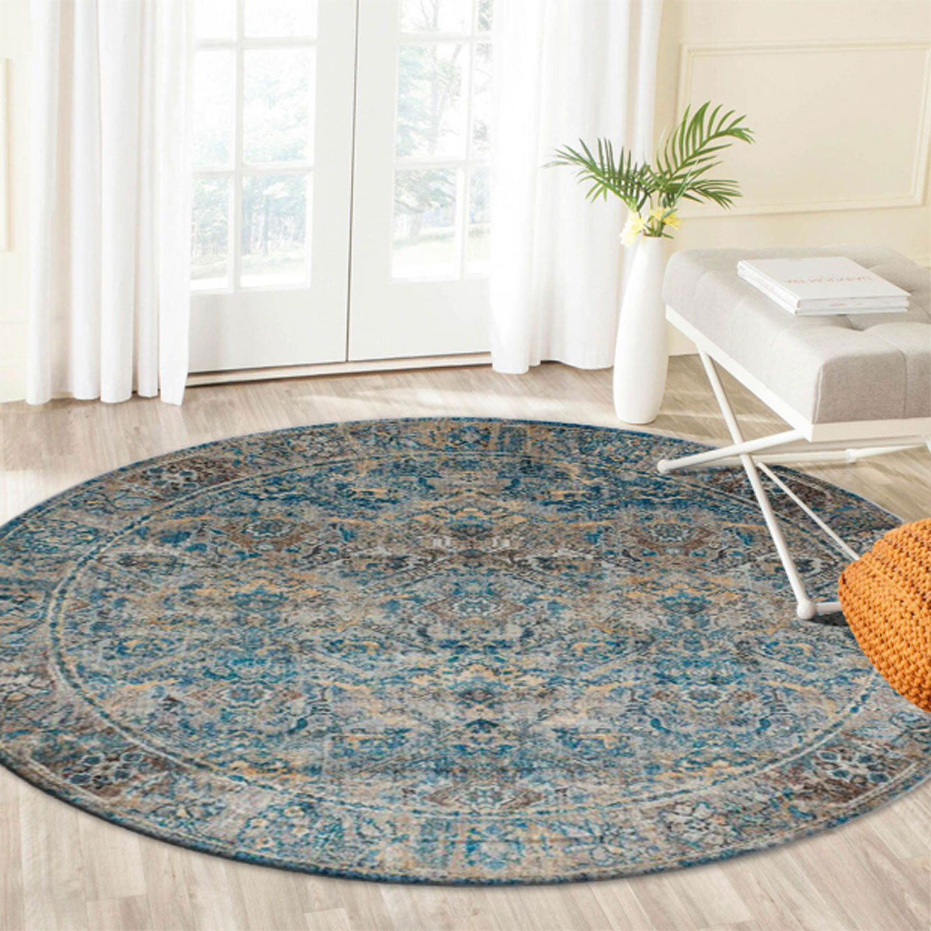 Large View Melanie Blue Traditional Rug