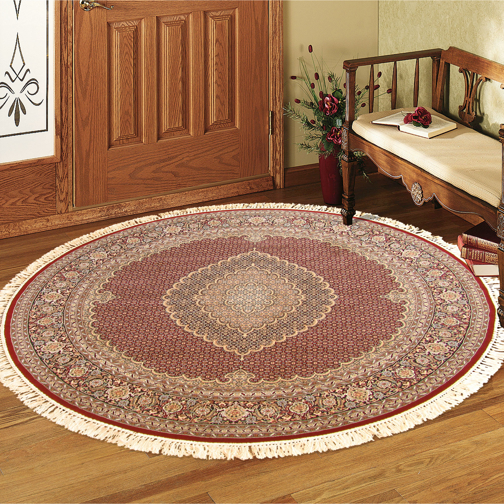 Large View Mona Red Oriental Fringed Rug