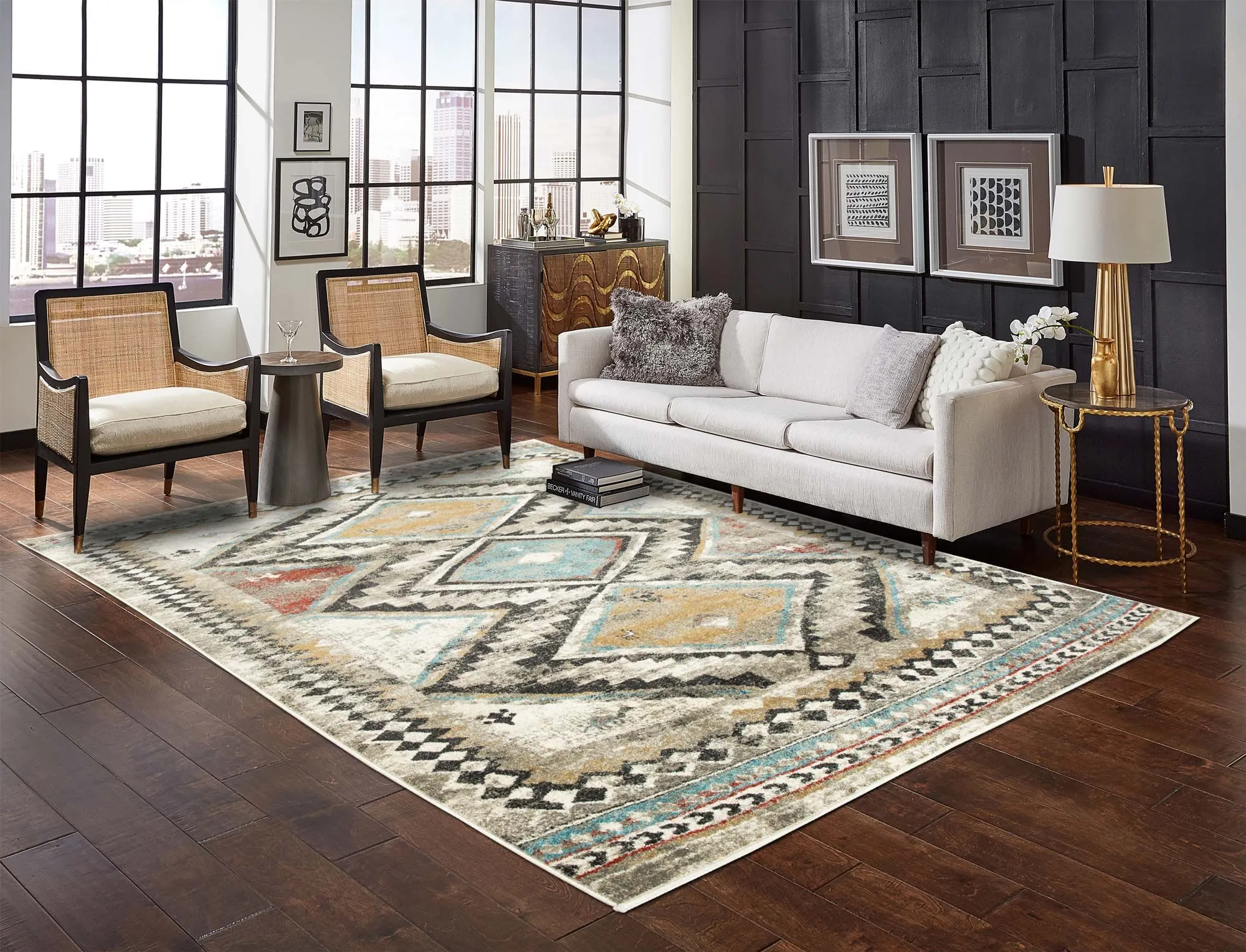 Large View Mobi Geometric Tribal Rug