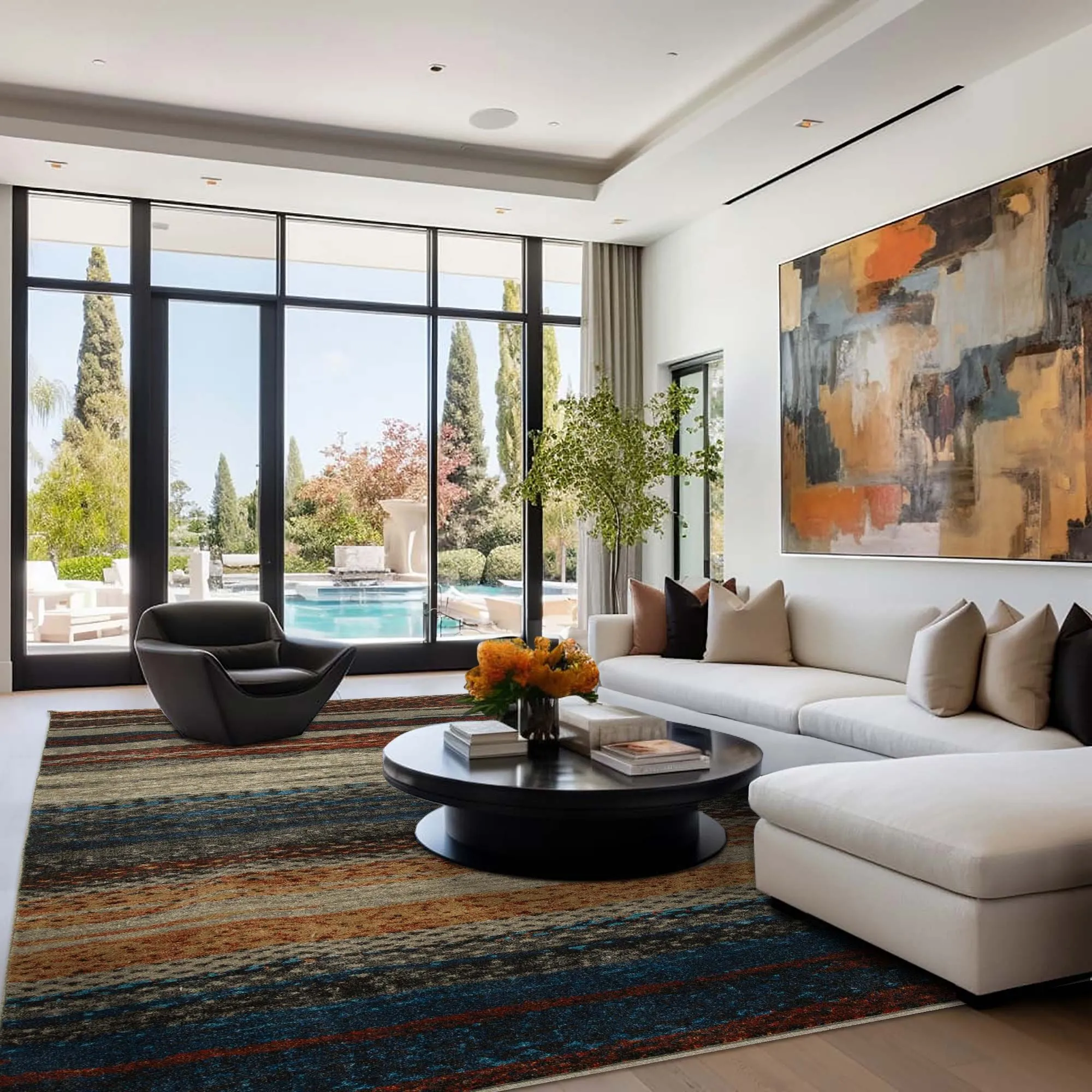 Large View Mobi Multi Striped Rug