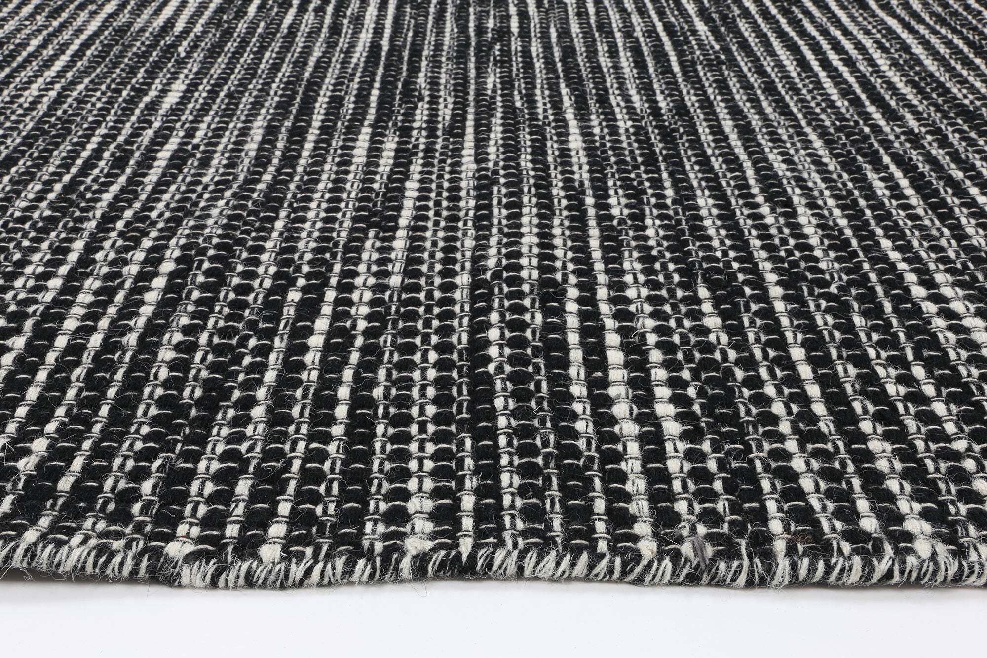 Large View Natura Black Wool Flatweave Rug