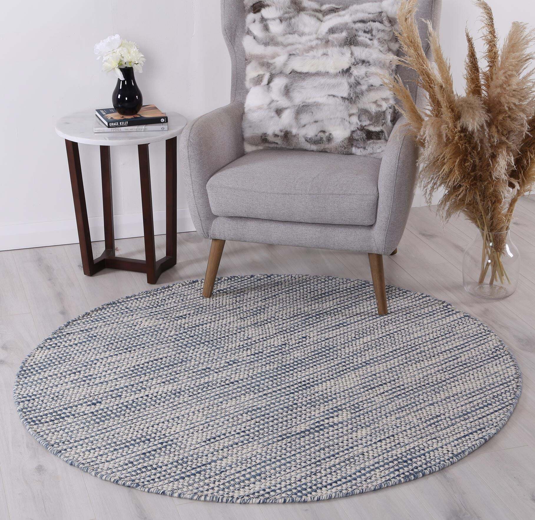 Natura Blue Wool Flatweave Rug
