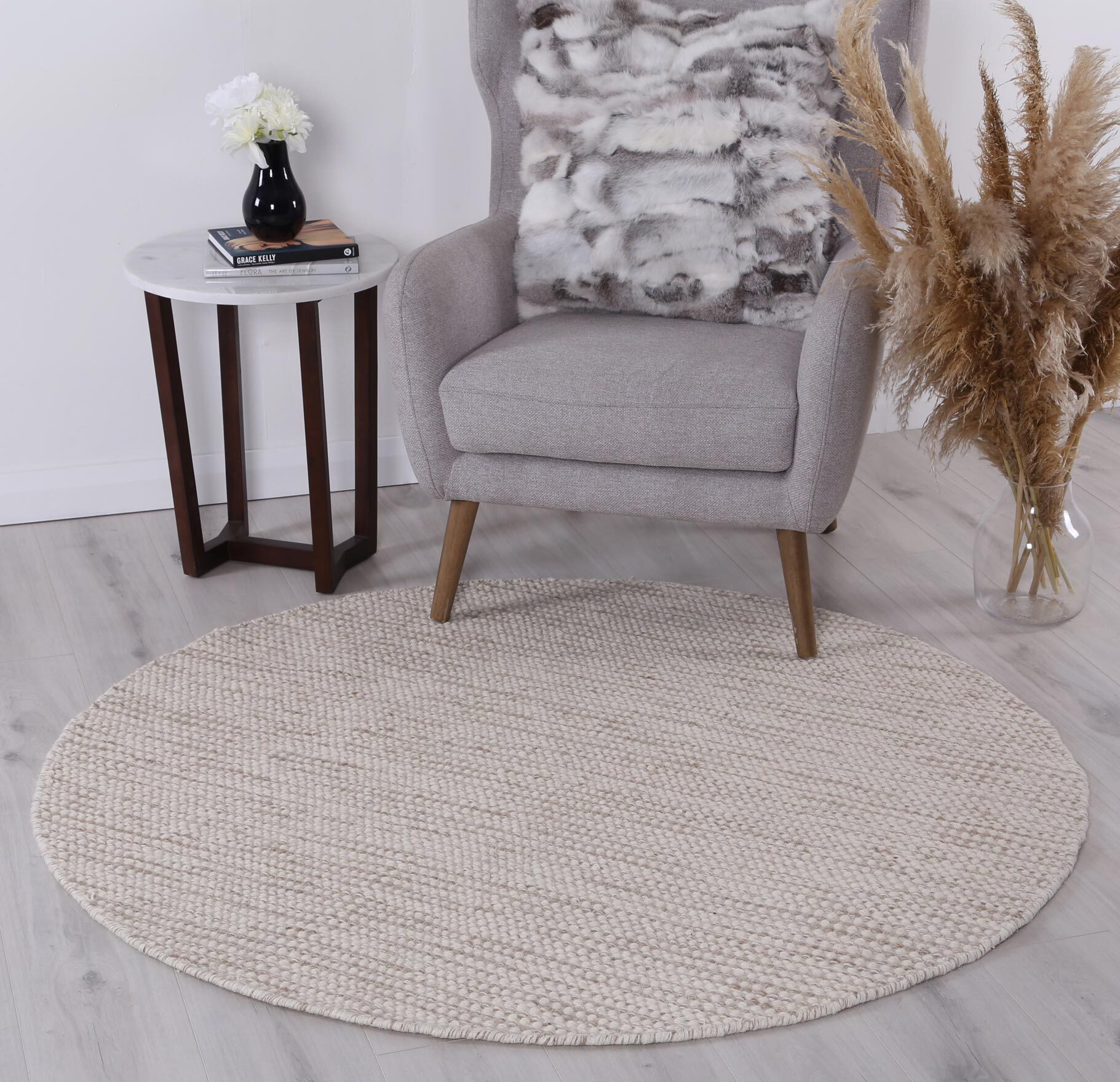Natura Beige Wool Flatweave Rug