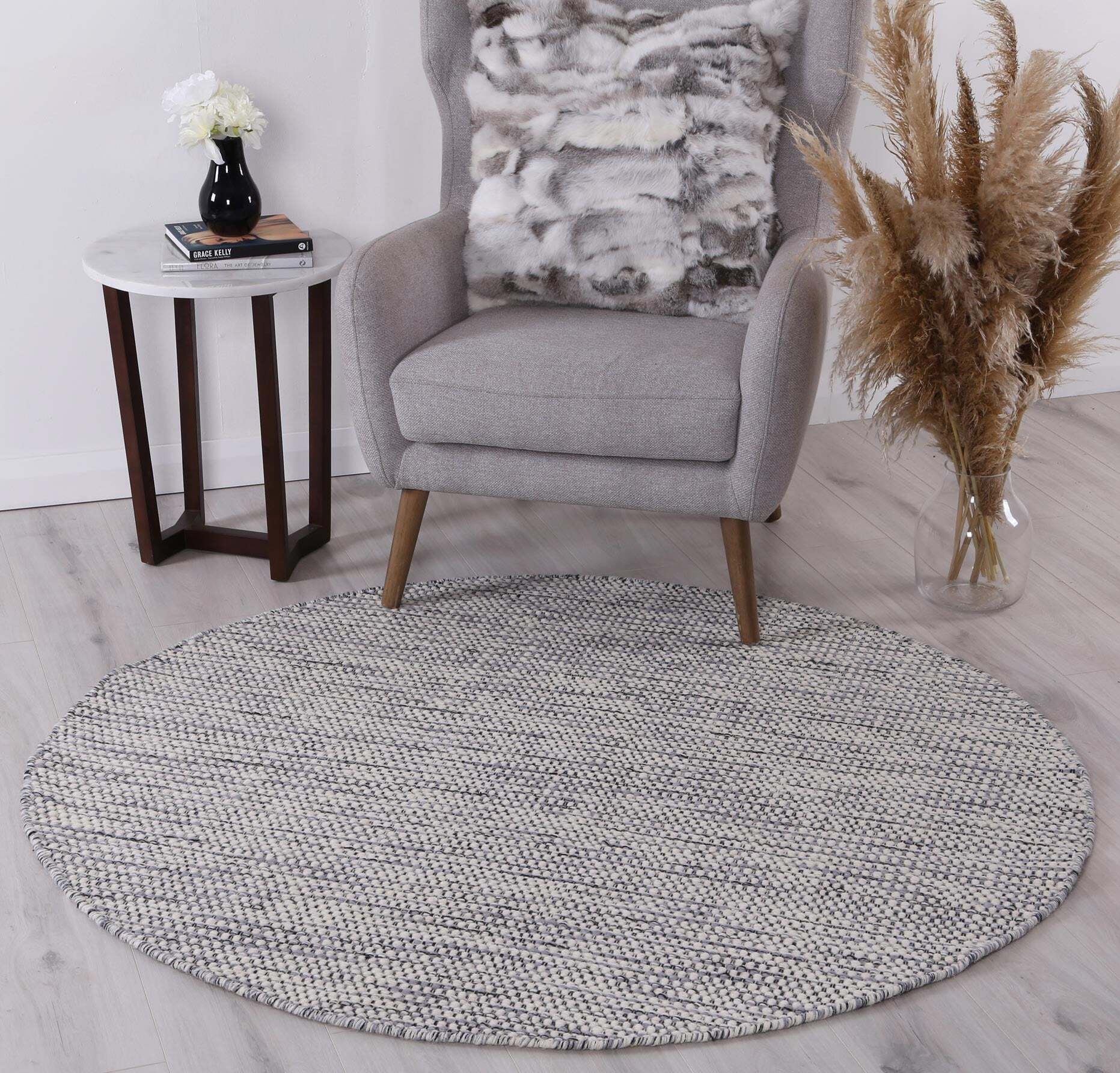 Natura Grey Wool Flatweave Rug