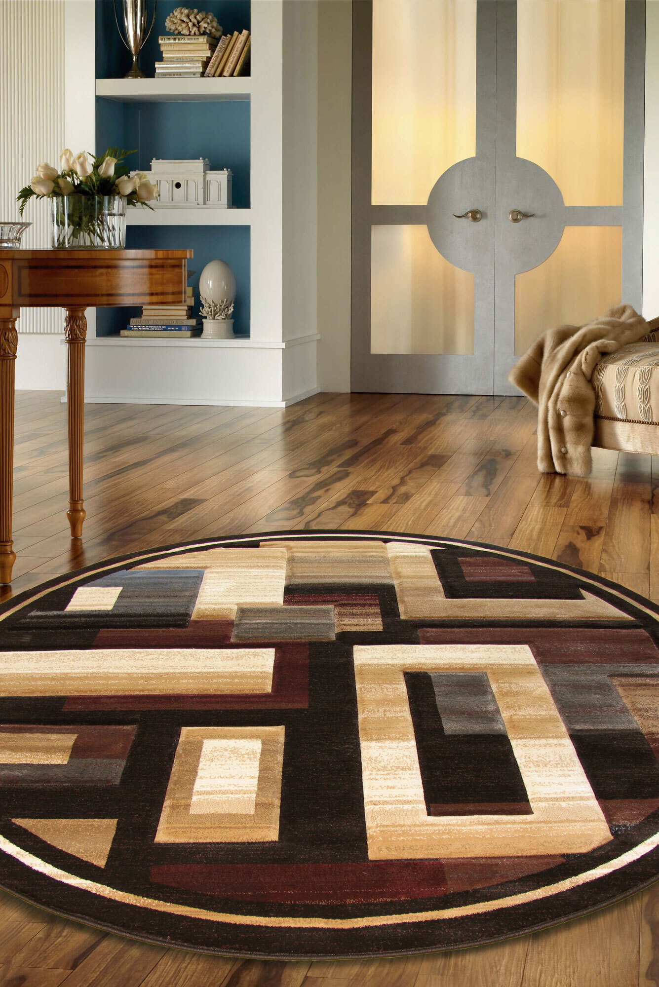 Large View Panama Square Pattern Rug