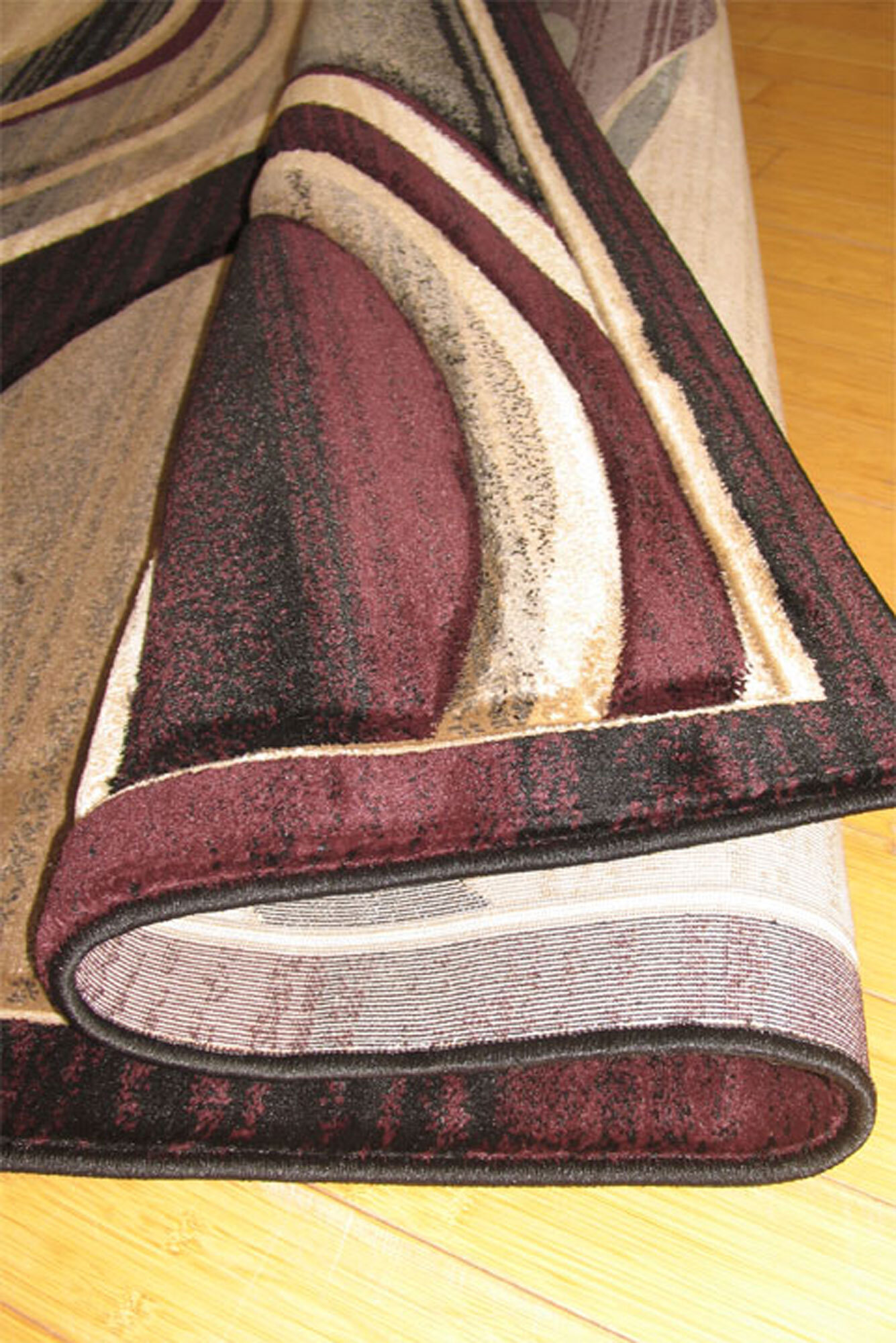 Large View Panama Brown Carved Wavy Rug