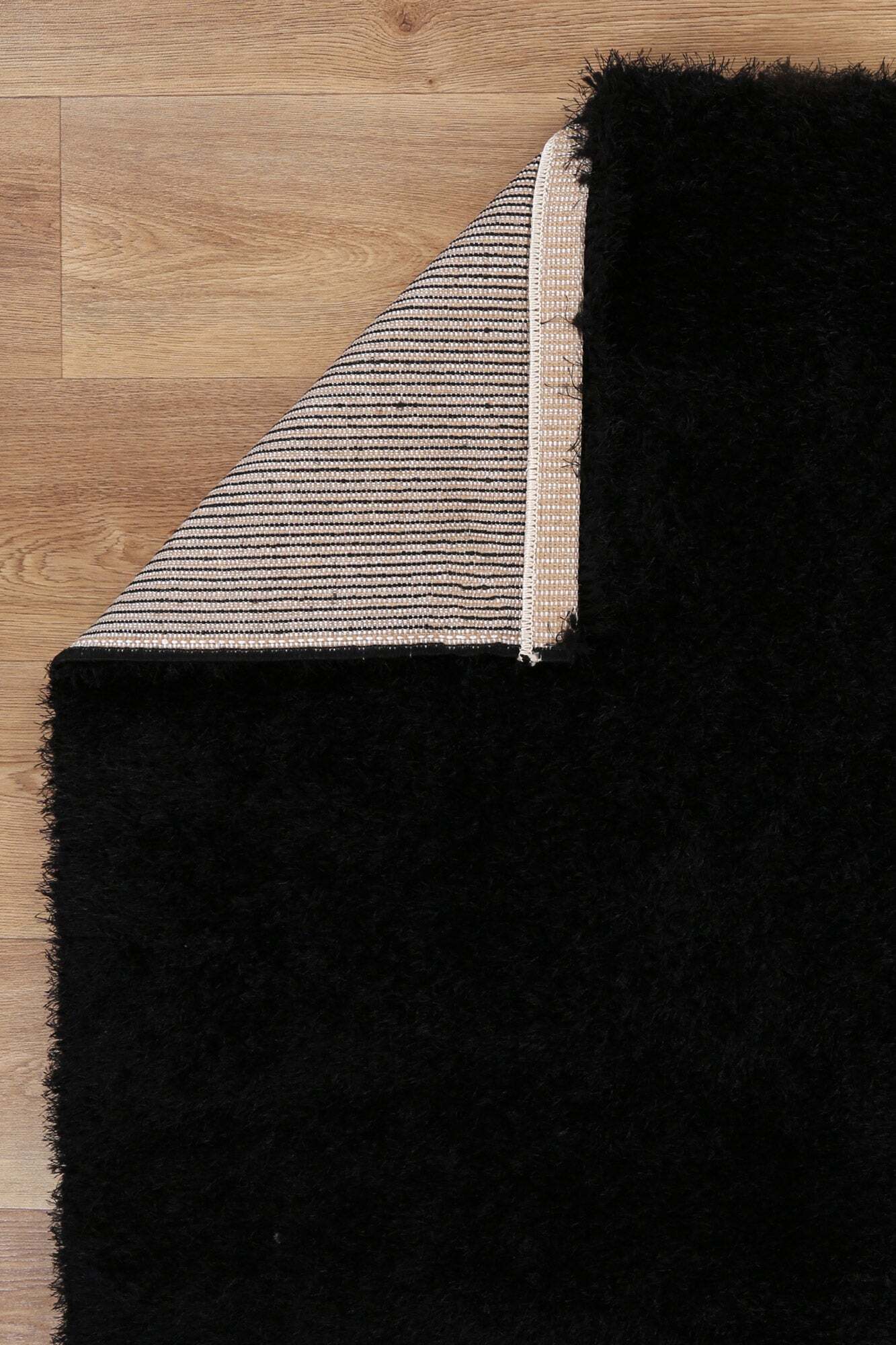 Palace Plain Black Shaggy Rug