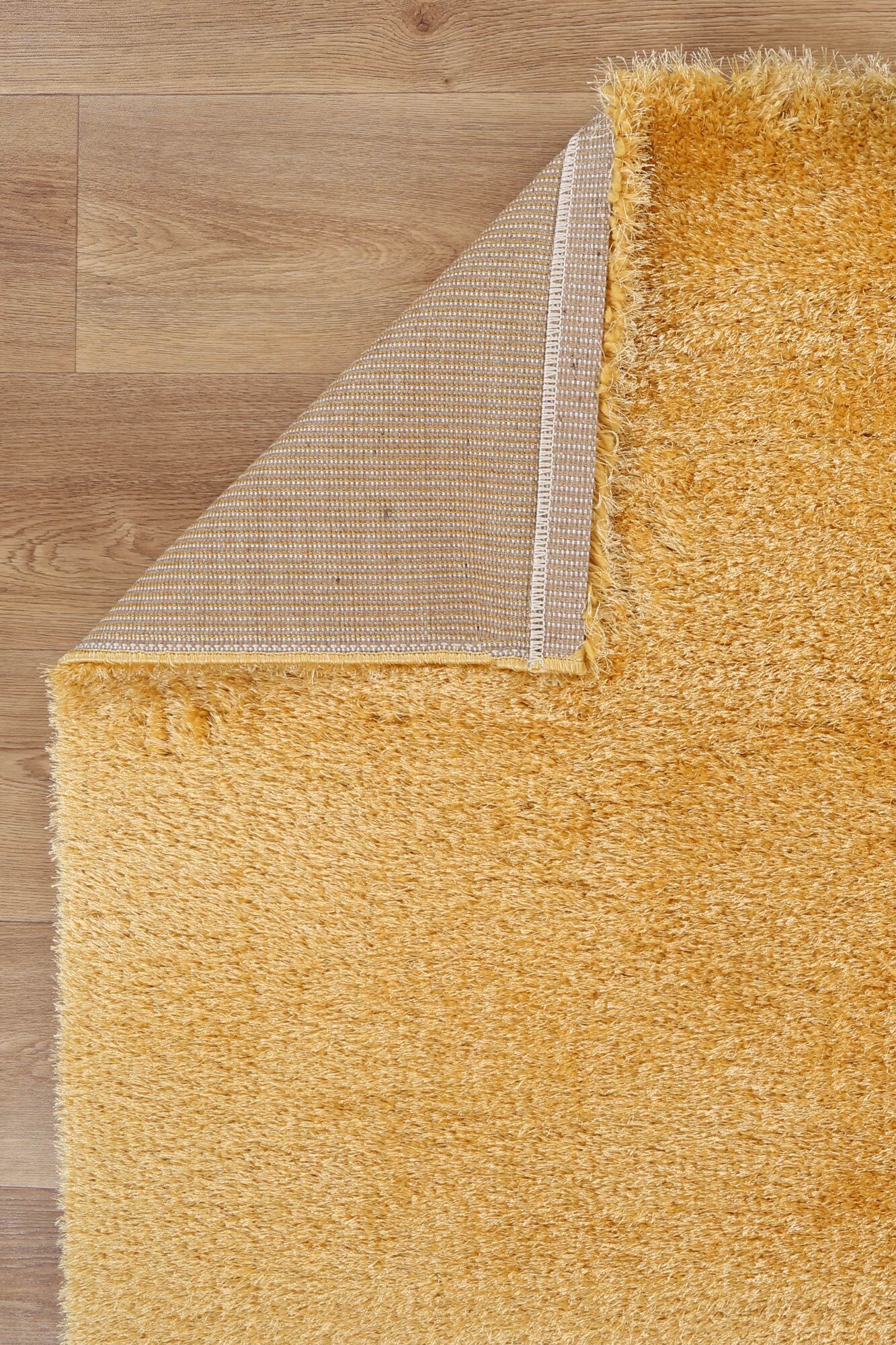 Large View Palace Plain Yellow Shaggy Rug