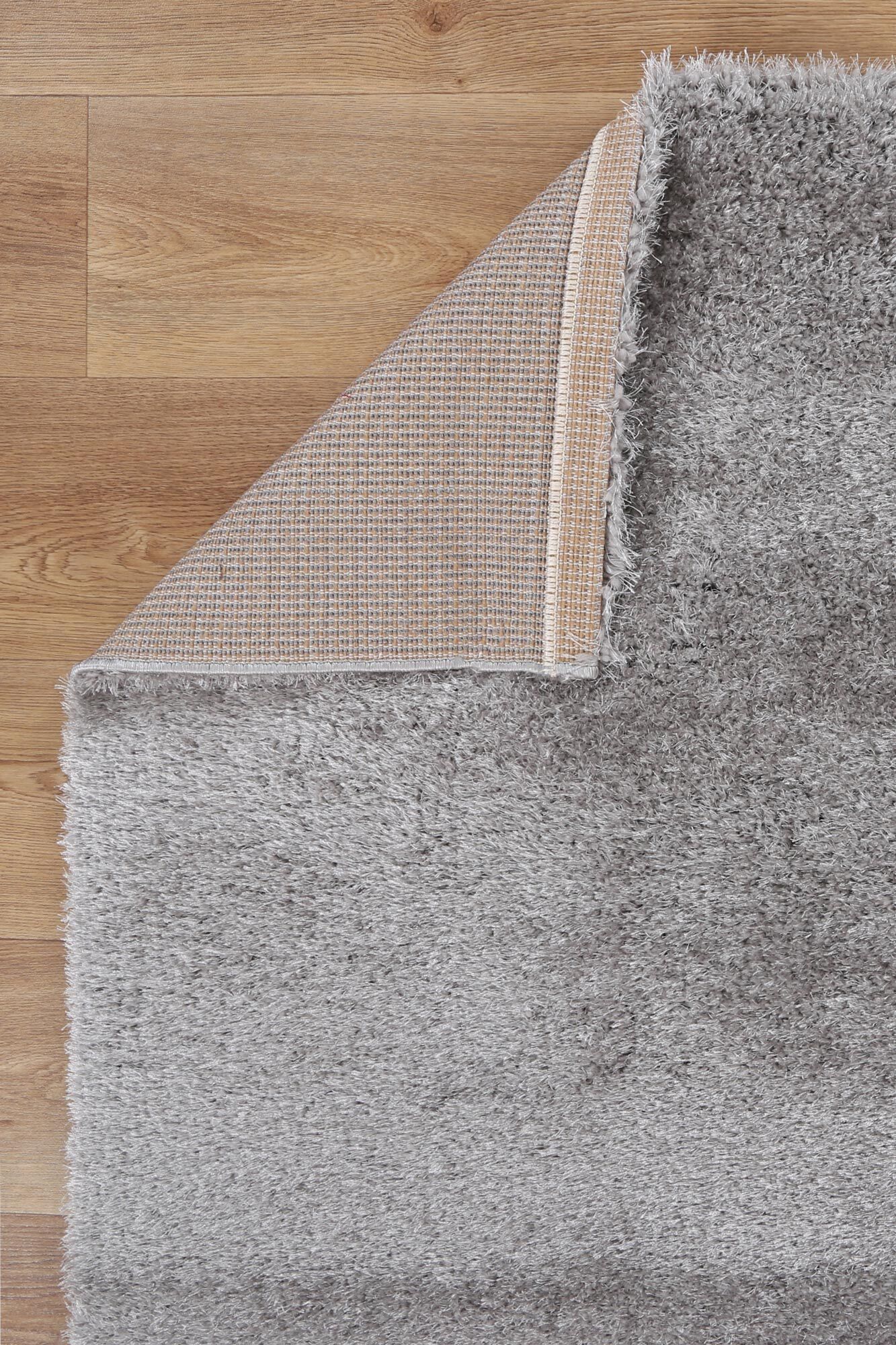 Large View Palace Plain Light Grey Shaggy Rug