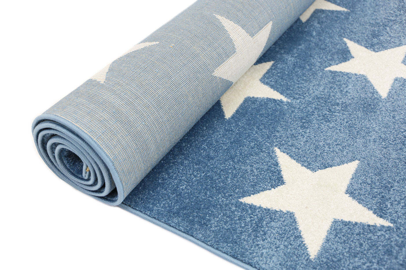 Large View Petite Blue Modern Star Kids Rug