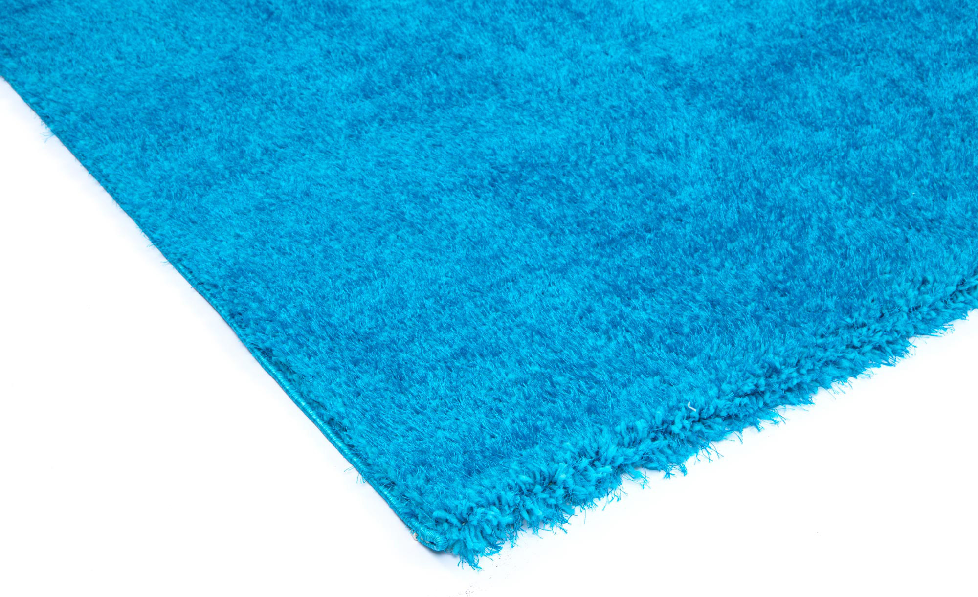 Large View Puffy Plain Teal Shaggy Rug