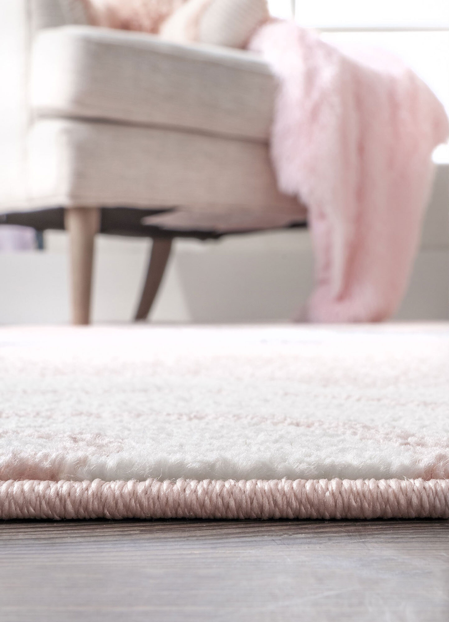 Large View Poppy Pink Teddy Bear Kids Rug