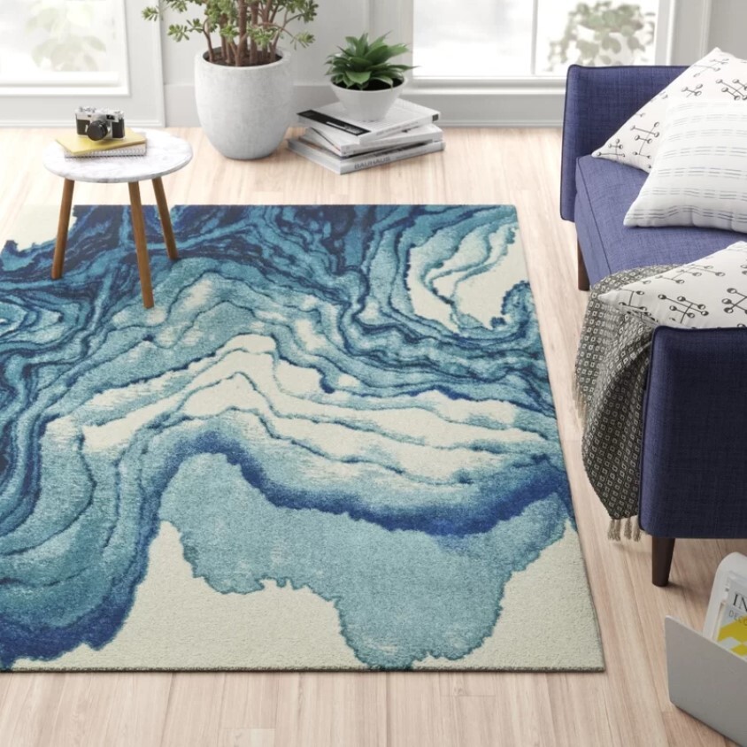 Large View Roma Blue Modern Abstract Rug
