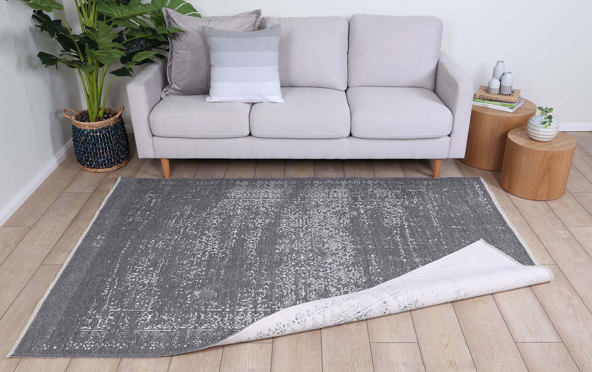 Large View Ryan Grey Cotton Transitional Rug