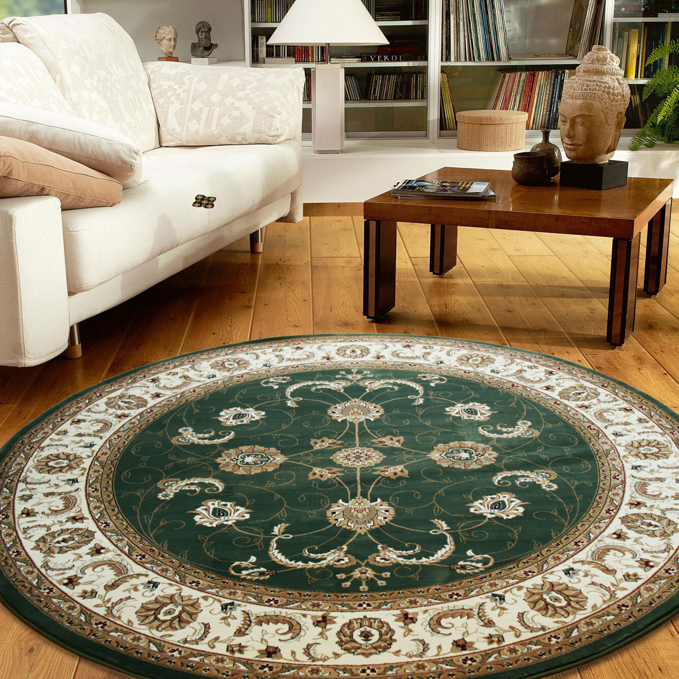 Star Green Traditional Floral Rug