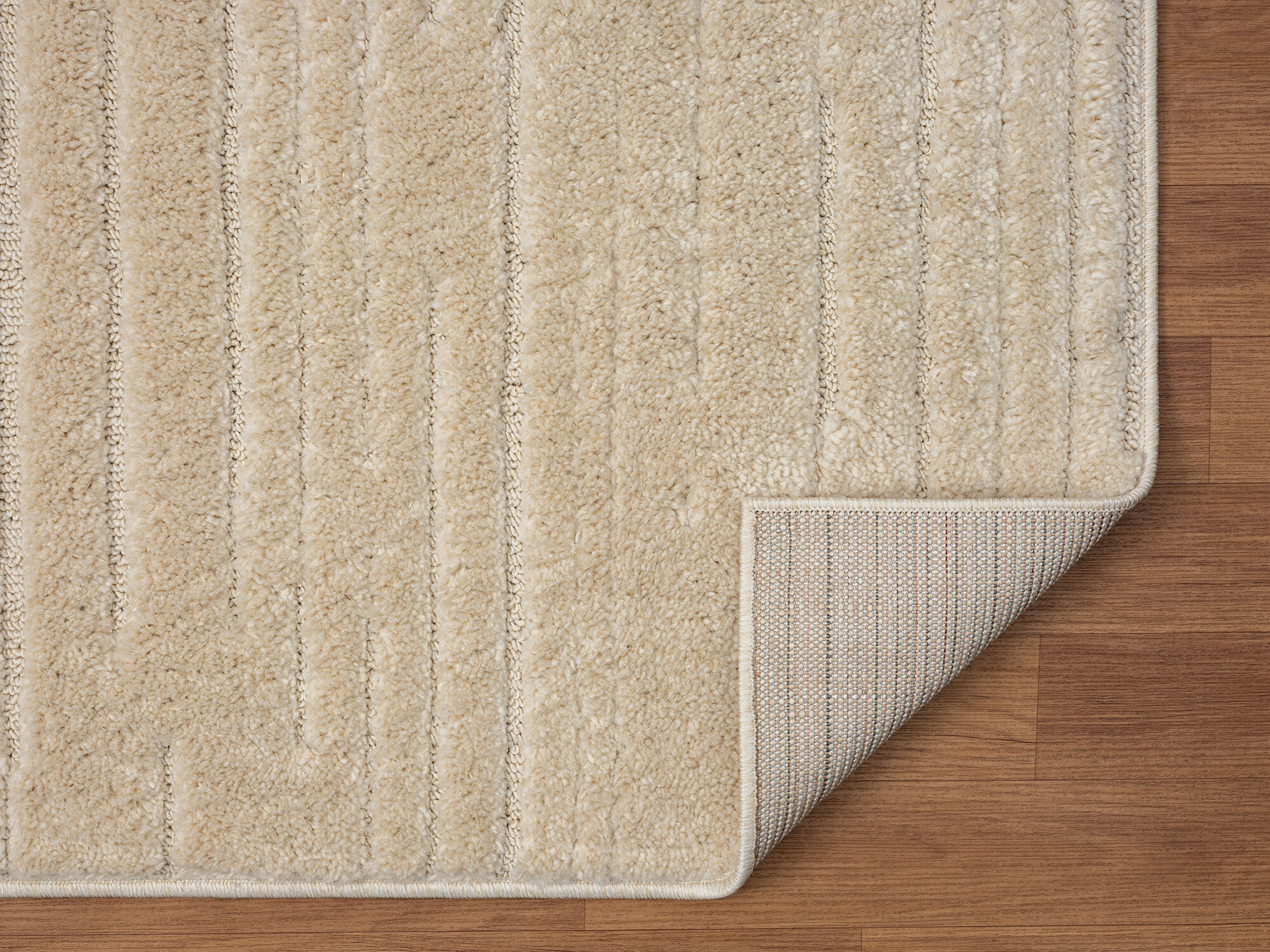 Large View Serenade Beige Striped Rug