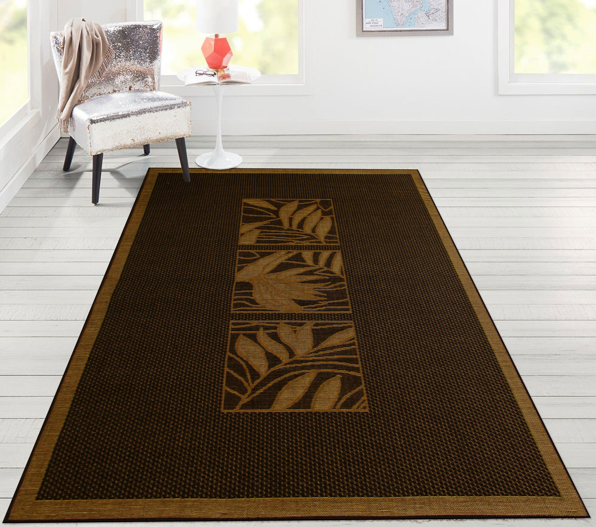 Large View Storm Indoor Outdoor Floral Rug