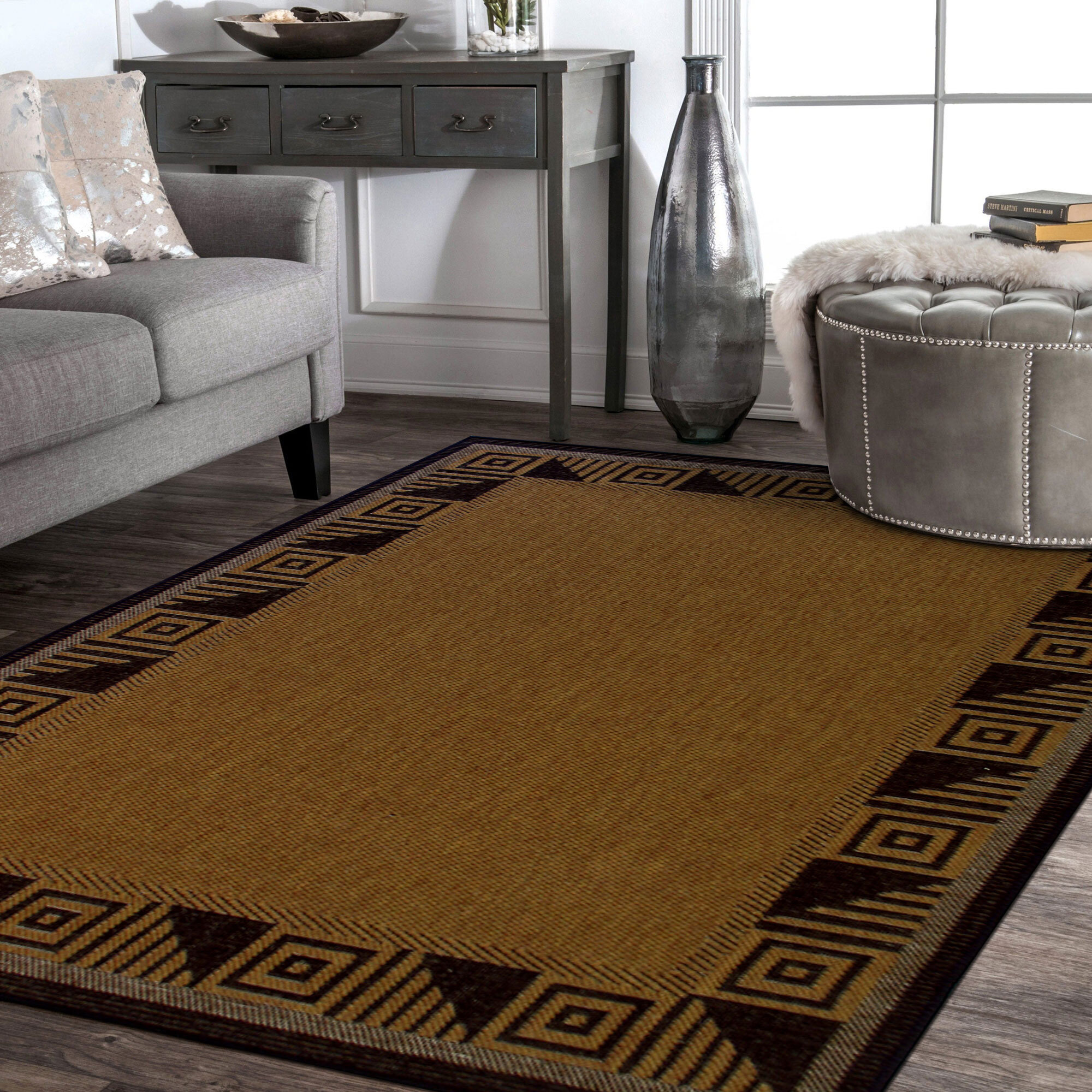 Large View Storm Indoor Outdoor Border Rug