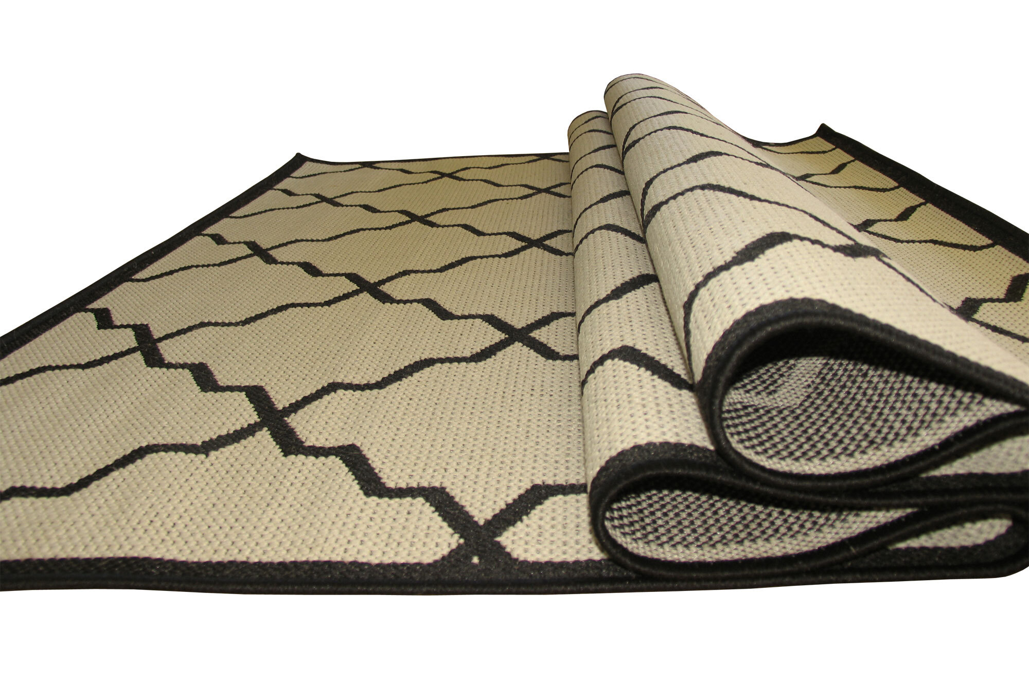 Large View Storm Ivory Trellis Flatweave Rug