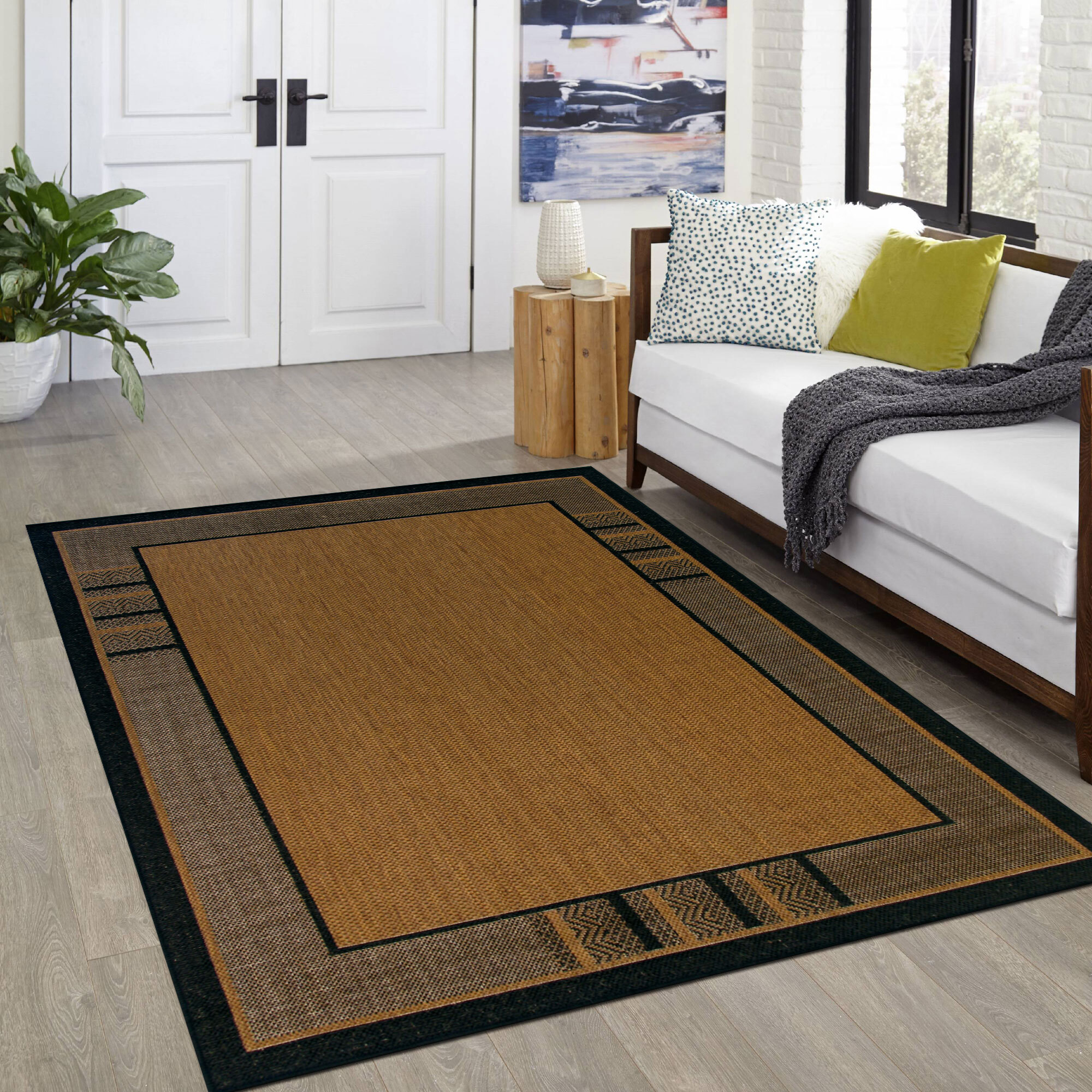 Large View Storm Indoor Outdoor Border Rug