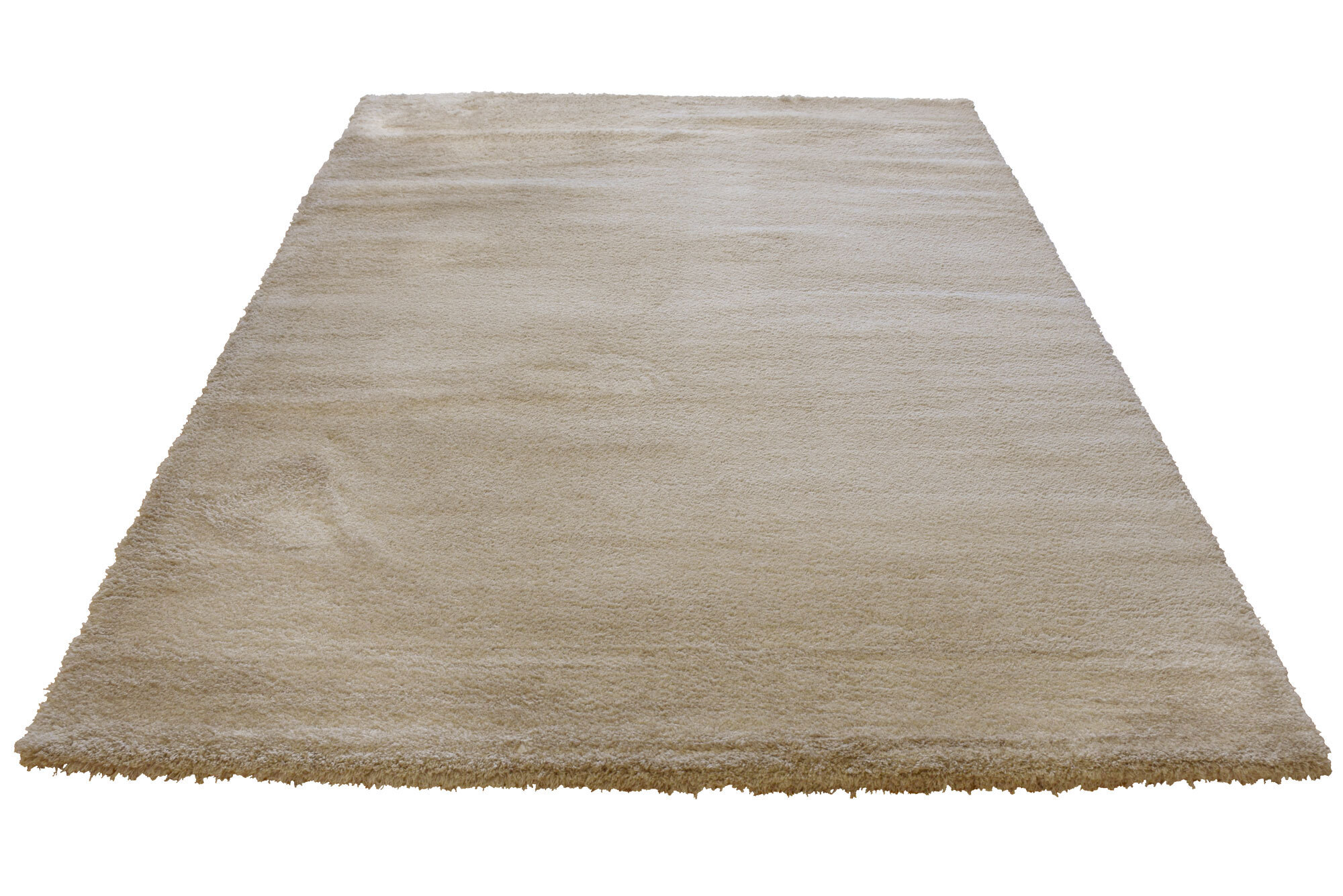 Large View Soft Plain Beige Thick Shaggy Rug