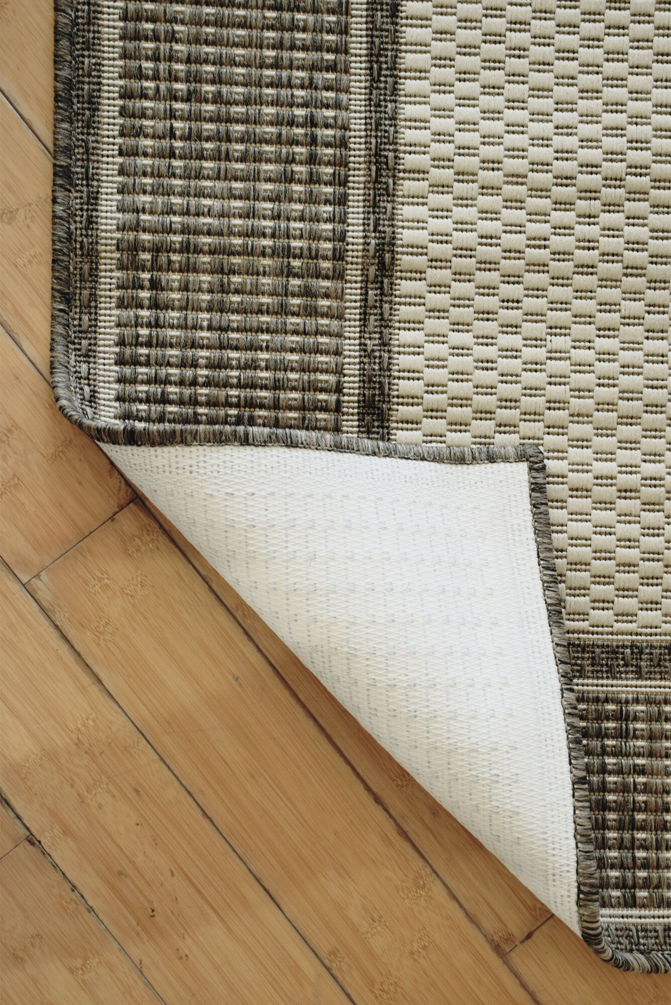 Large View Soleil Beige Border Flatweave Rug