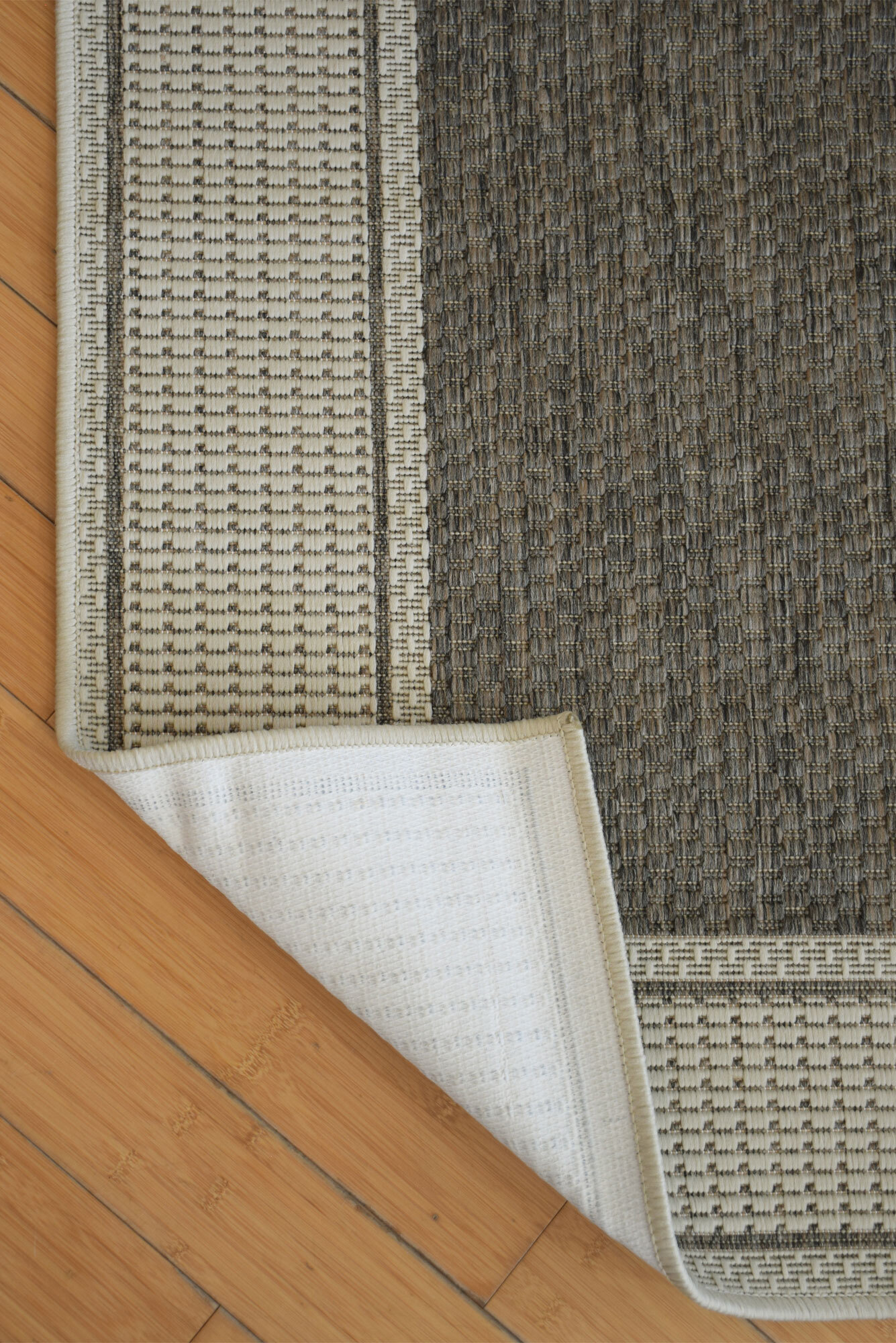 Large View Soleil Ivory Border Flatweave Rug